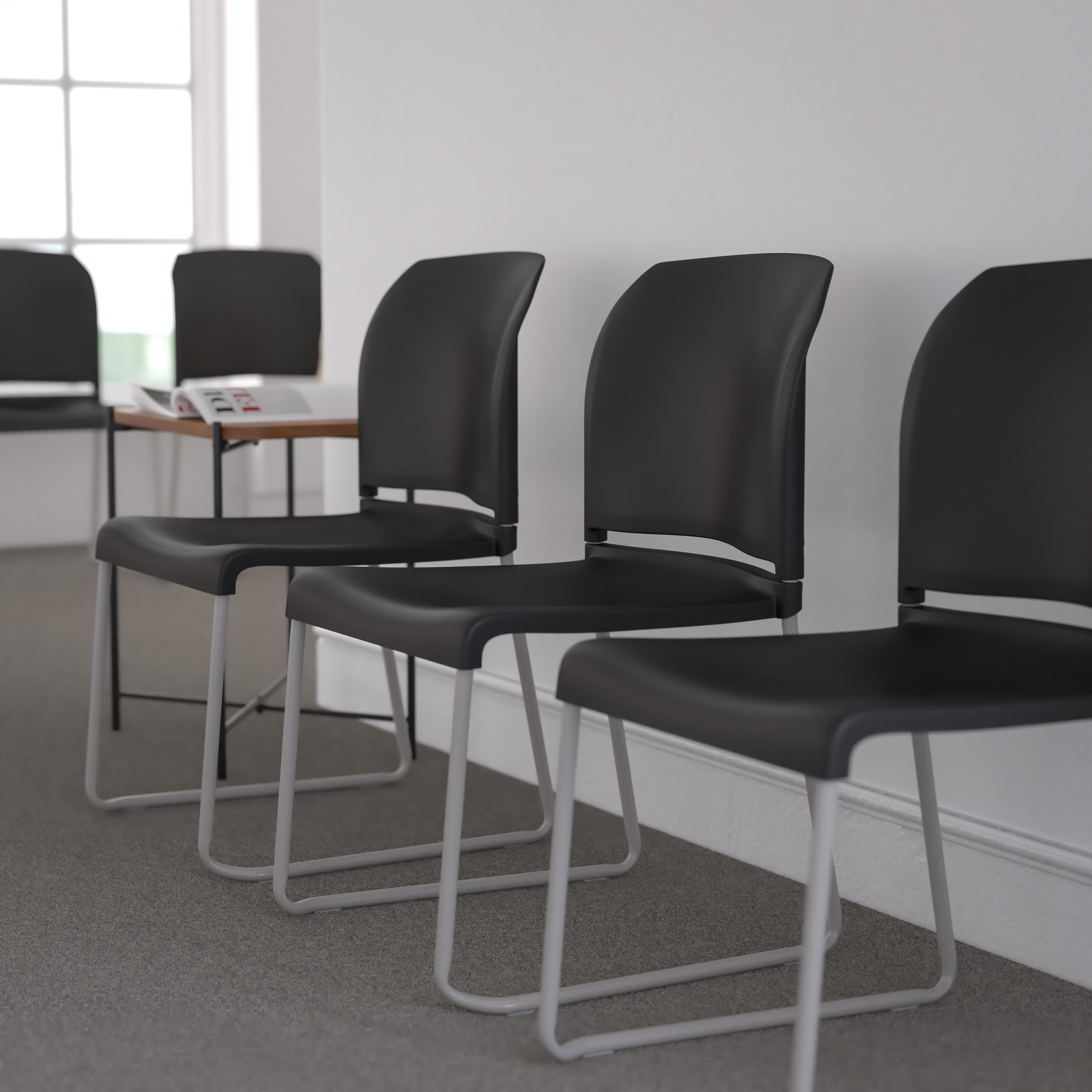 Contoured Stack Chair with Sled Base, 880 lb Capacity