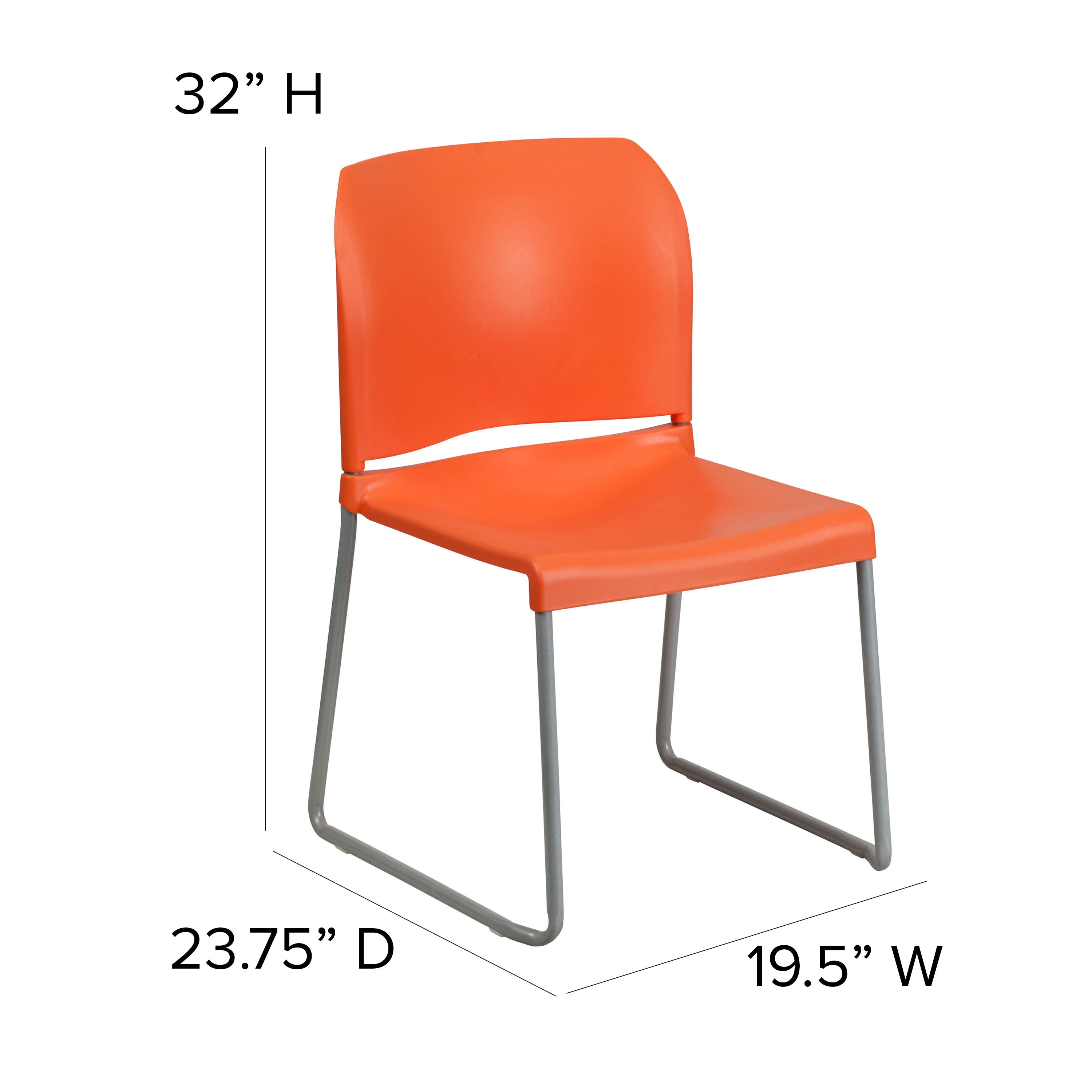 Contoured Stack Chair with Sled Base, 880 lb Capacity