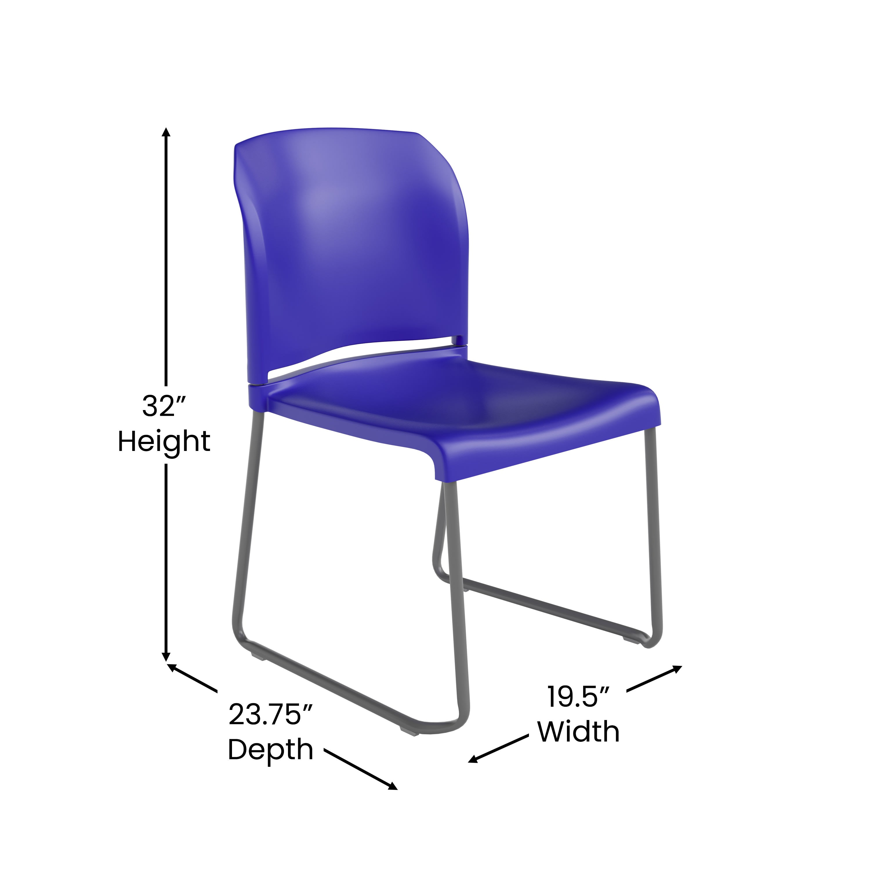 Contoured Stack Chair with Sled Base, 880 lb Capacity