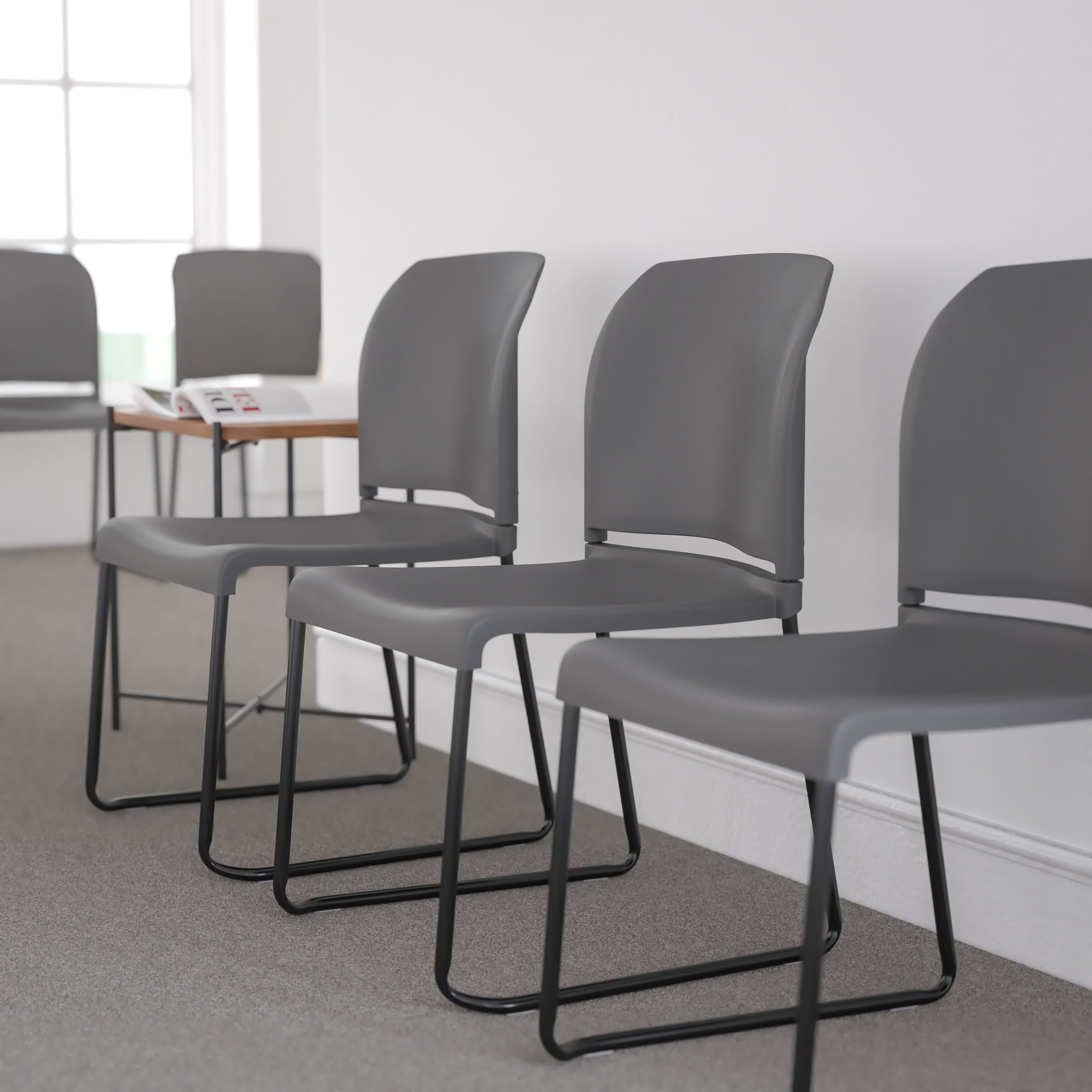 Contoured Stack Chair with Sled Base, 880 lb Capacity