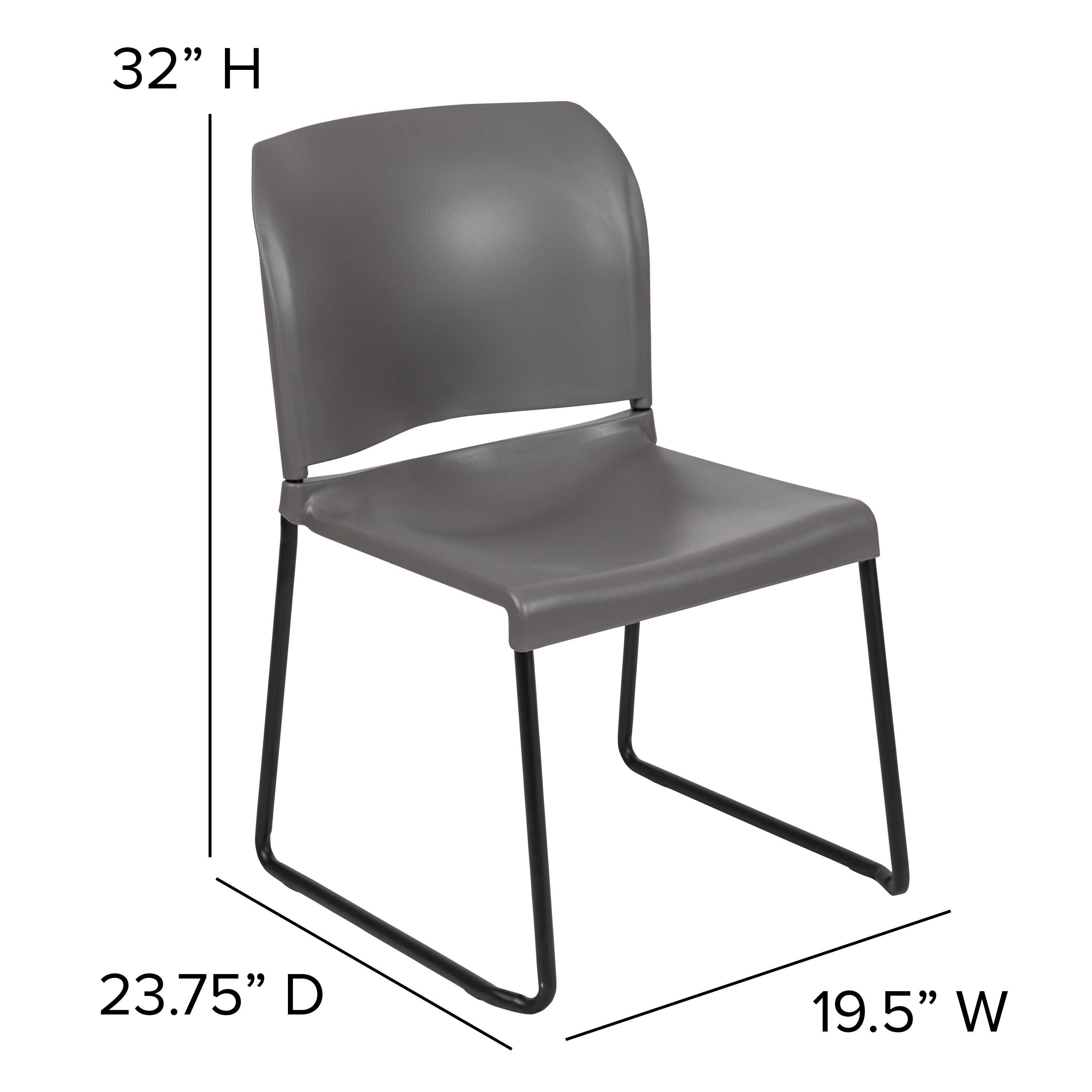 Contoured Stack Chair with Sled Base, 880 lb Capacity
