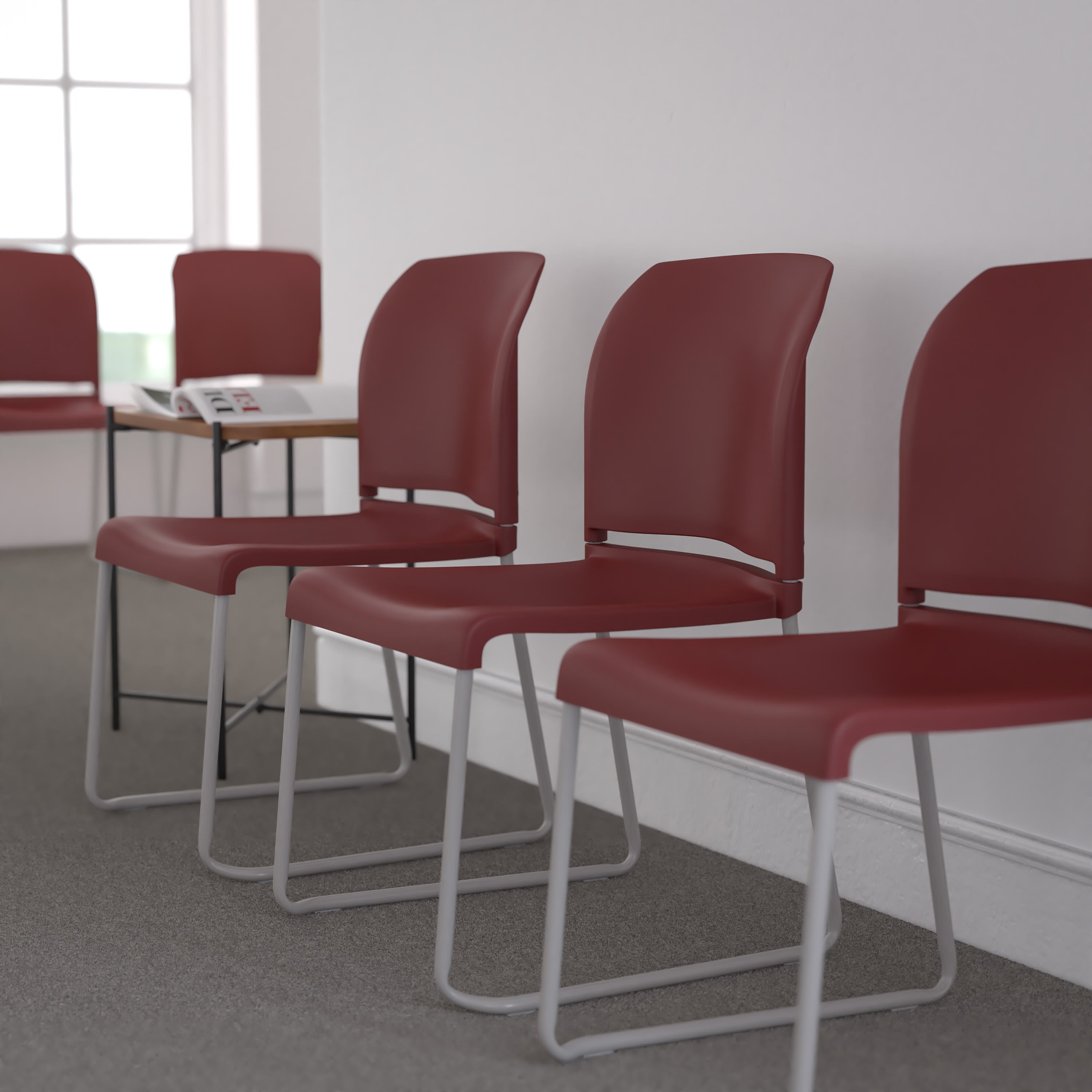 Contoured Stack Chair with Sled Base, 880 lb Capacity