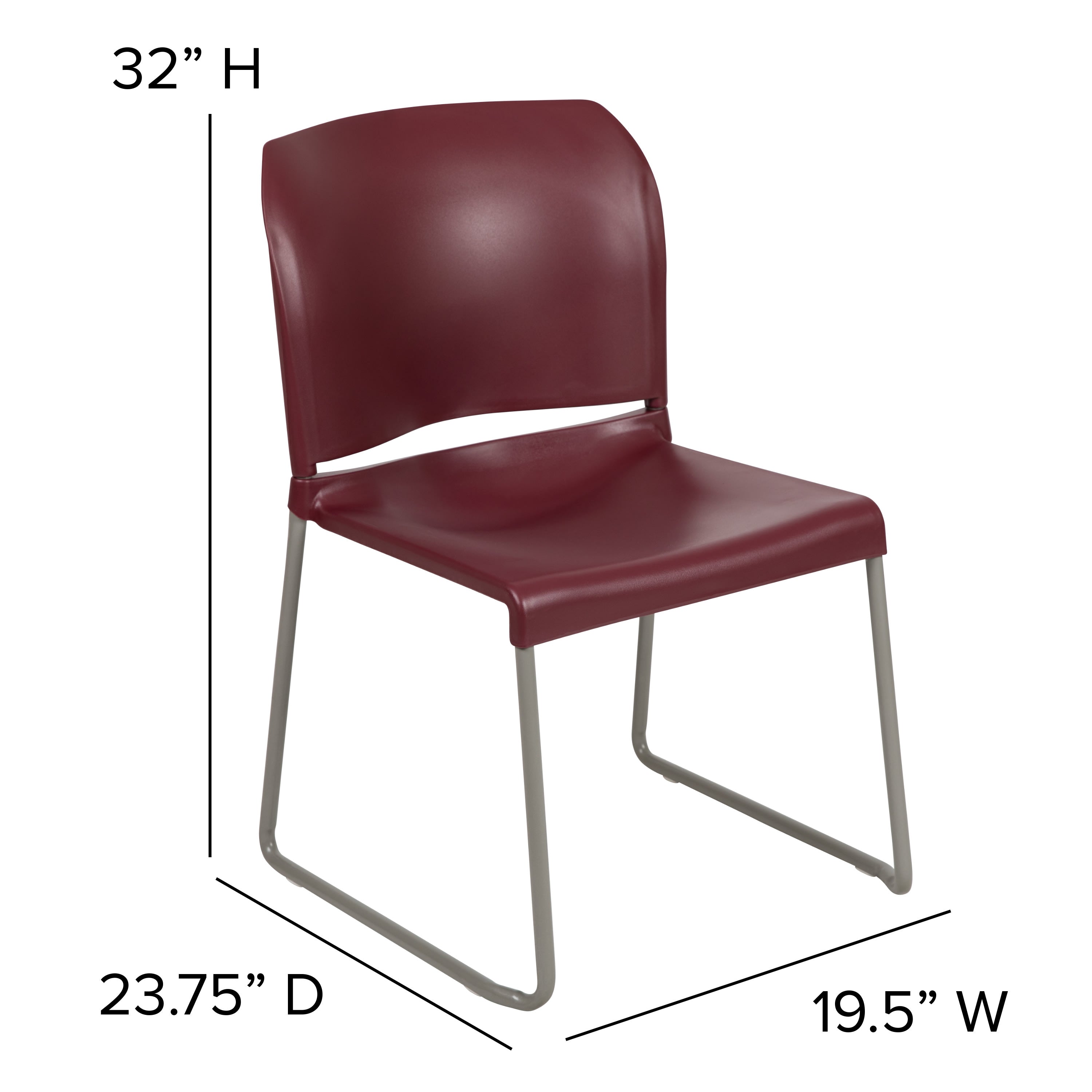 Contoured Stack Chair with Sled Base, 880 lb Capacity