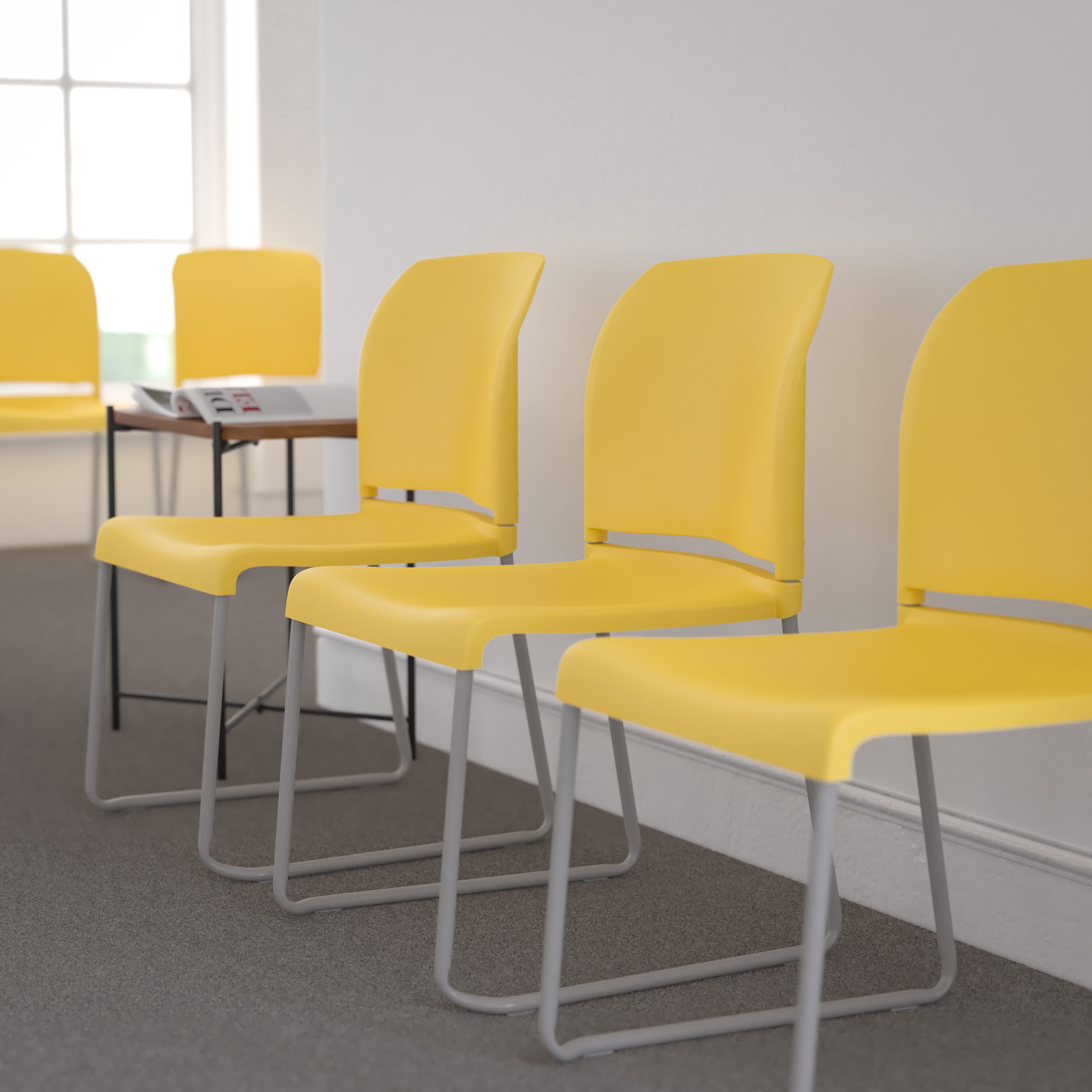 Contoured Stack Chair with Sled Base, 880 lb Capacity