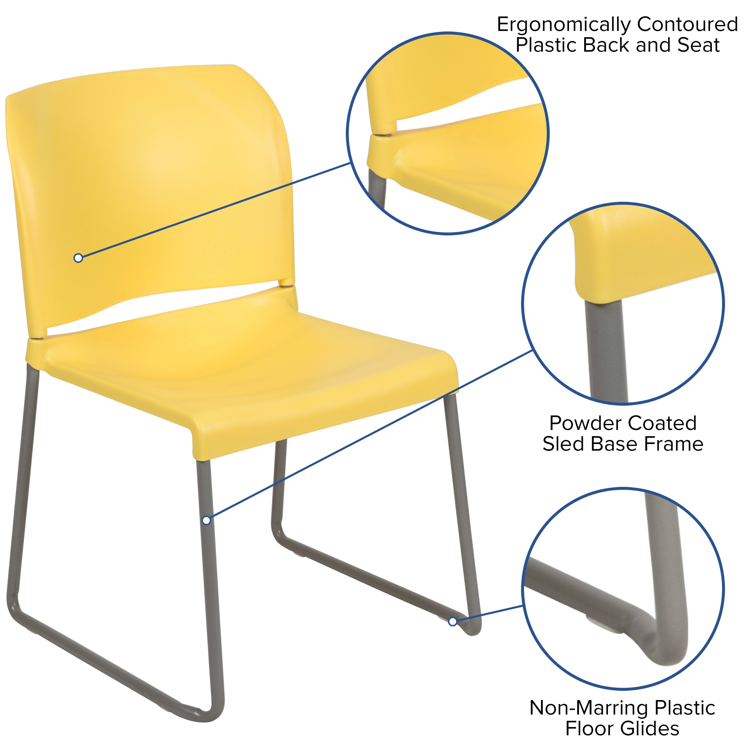 Contoured Stack Chair with Sled Base, 880 lb Capacity