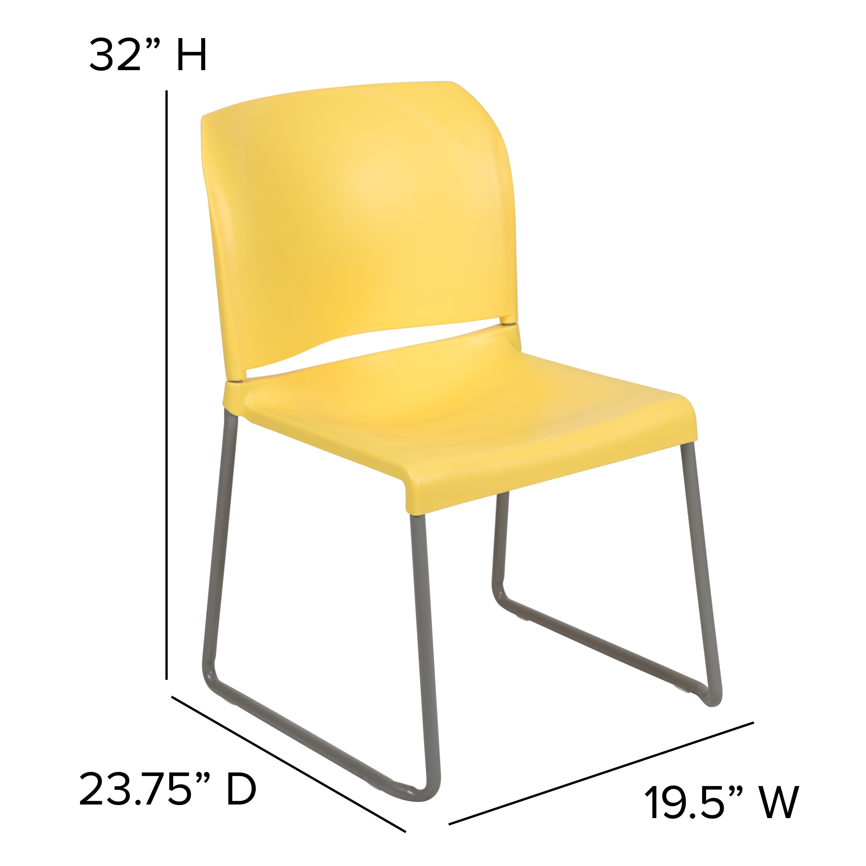 Contoured Stack Chair with Sled Base, 880 lb Capacity