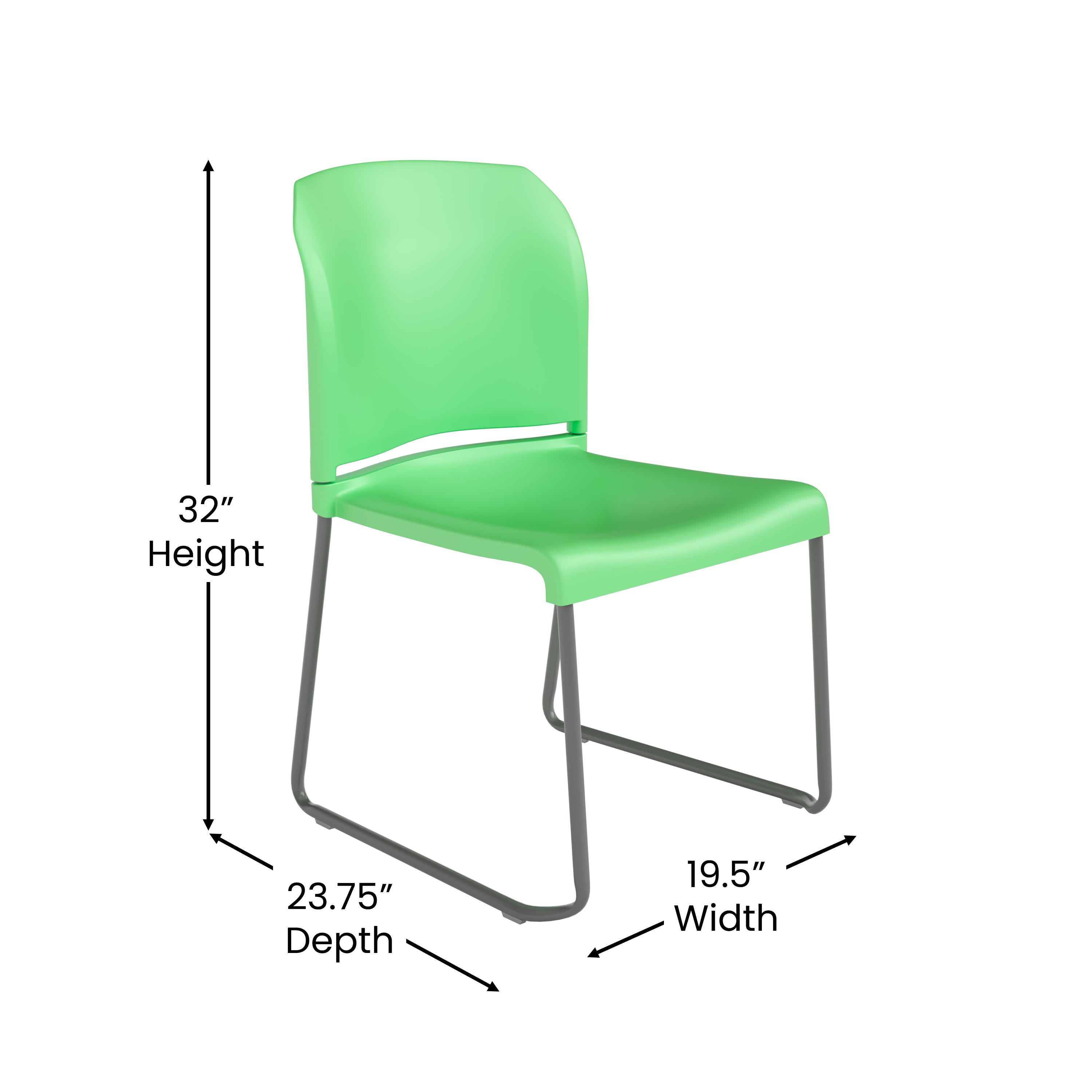 Contoured Stack Chair with Sled Base, 880 lb Capacity