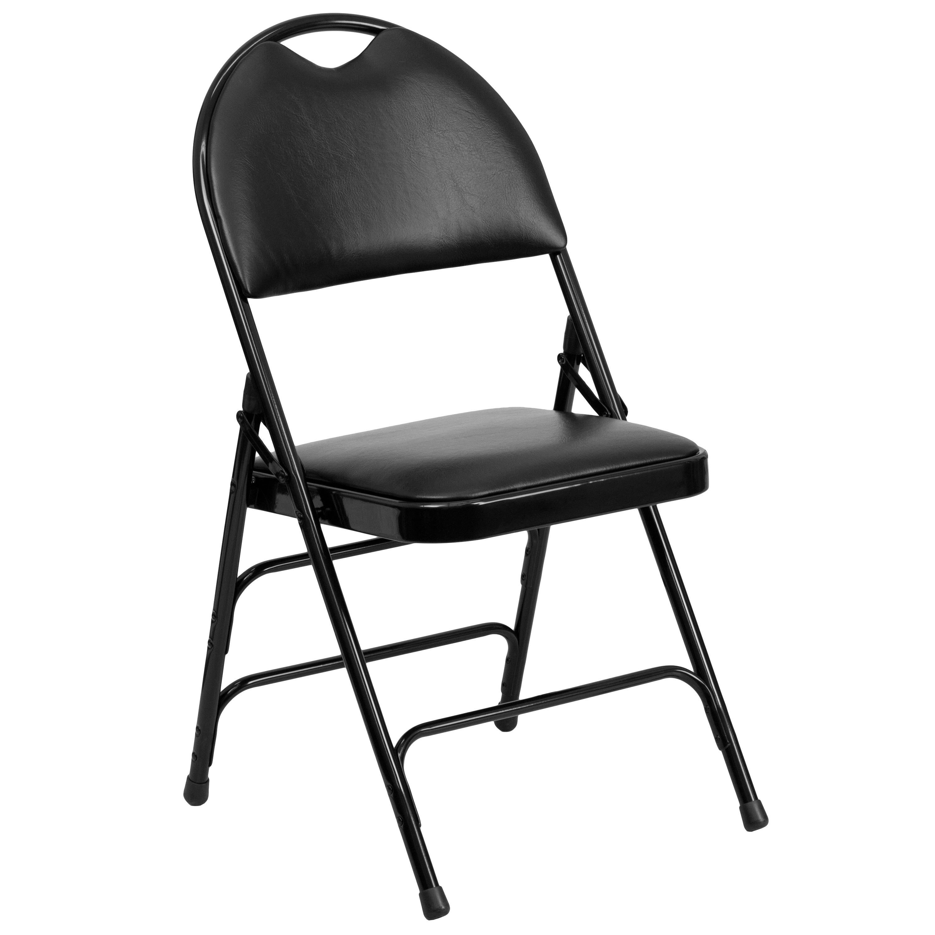 Extra Large Triple-Braced Metal Folding Chair with Carry Handle