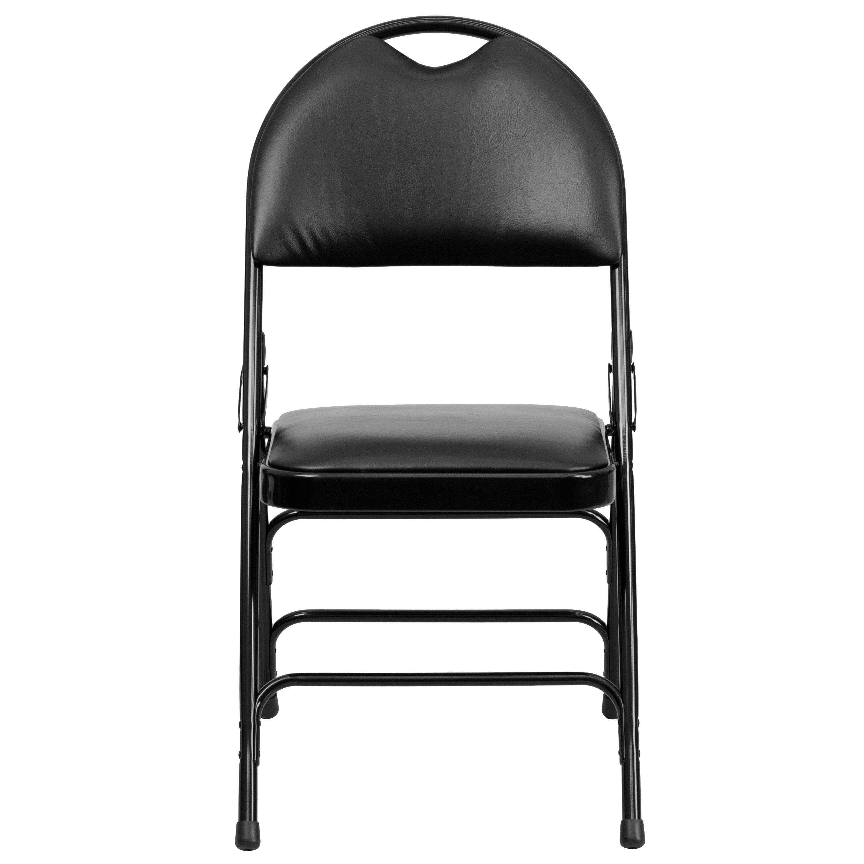 Extra Large Triple-Braced Metal Folding Chair with Carry Handle