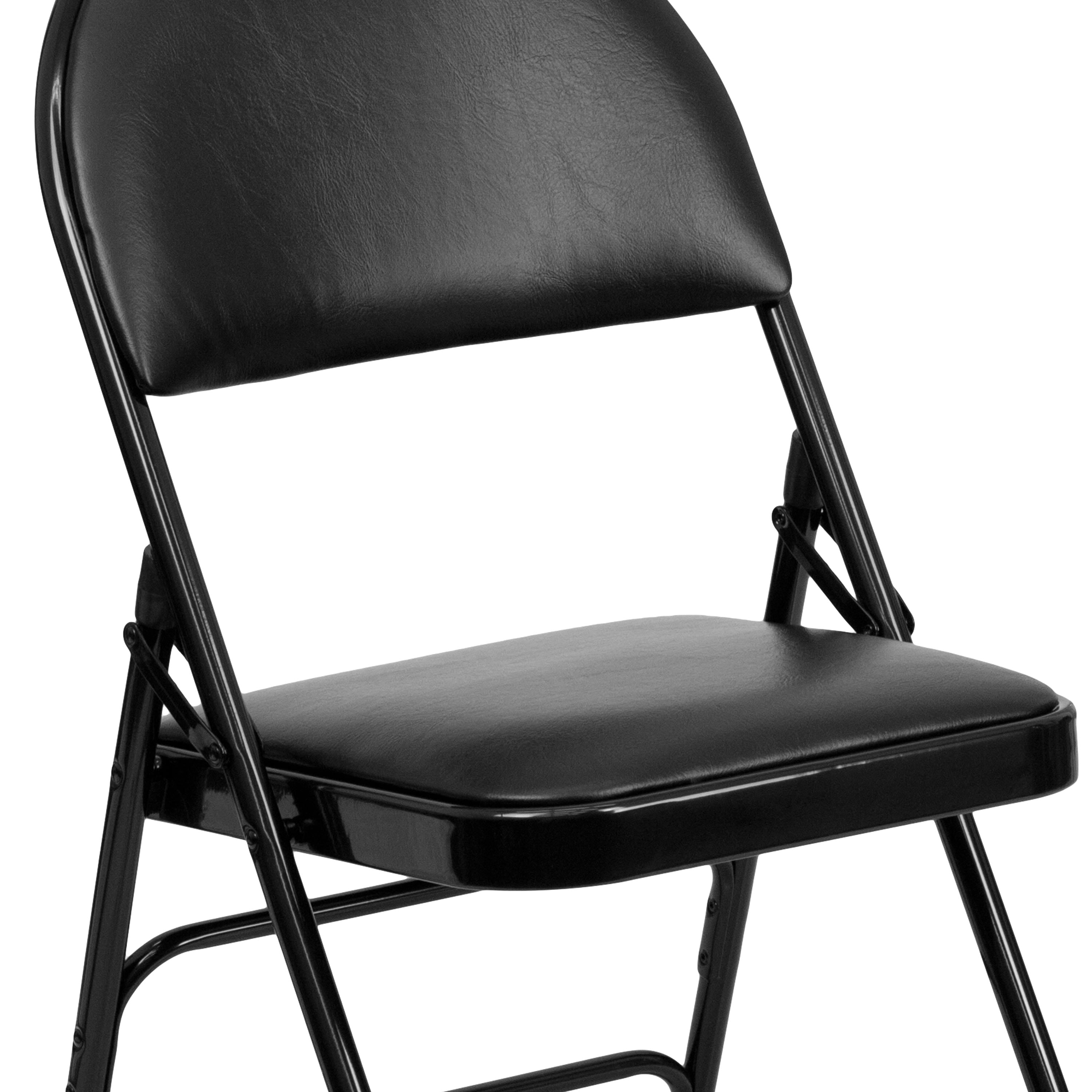 Extra Large Triple-Braced Metal Folding Chair with Carry Handle