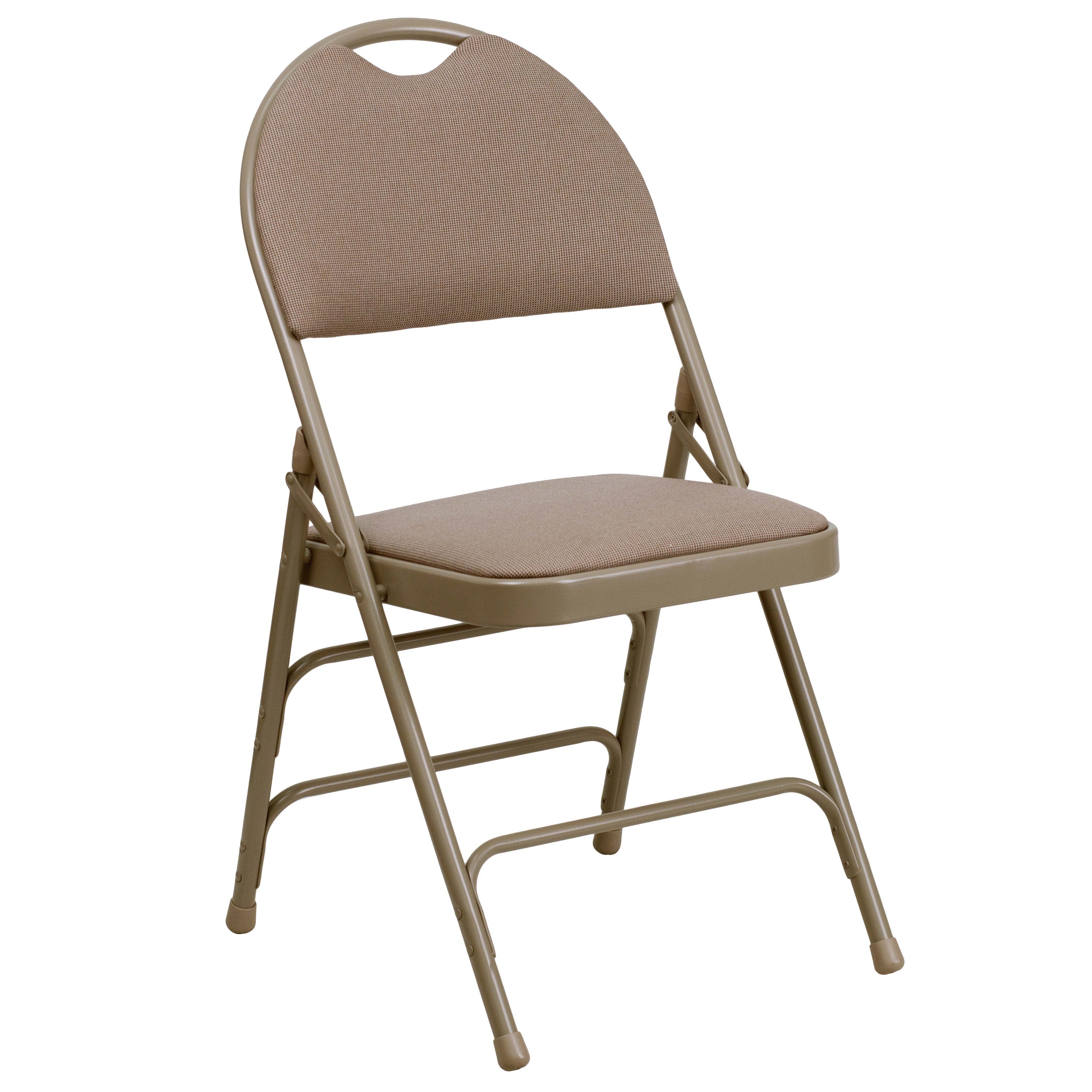 Extra Large Triple-Braced Metal Folding Chair with Carry Handle