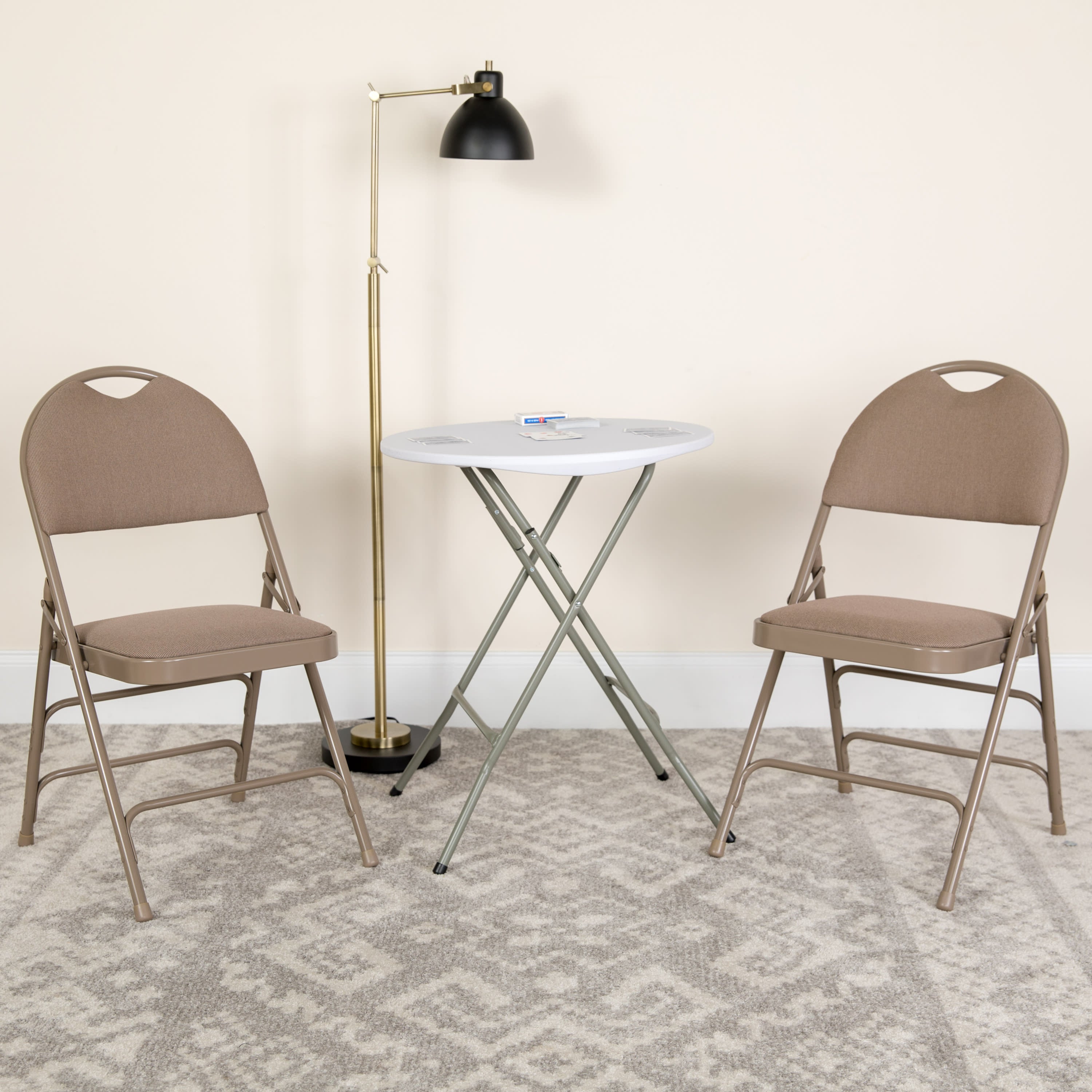 Extra Large Triple-Braced Metal Folding Chair with Carry Handle