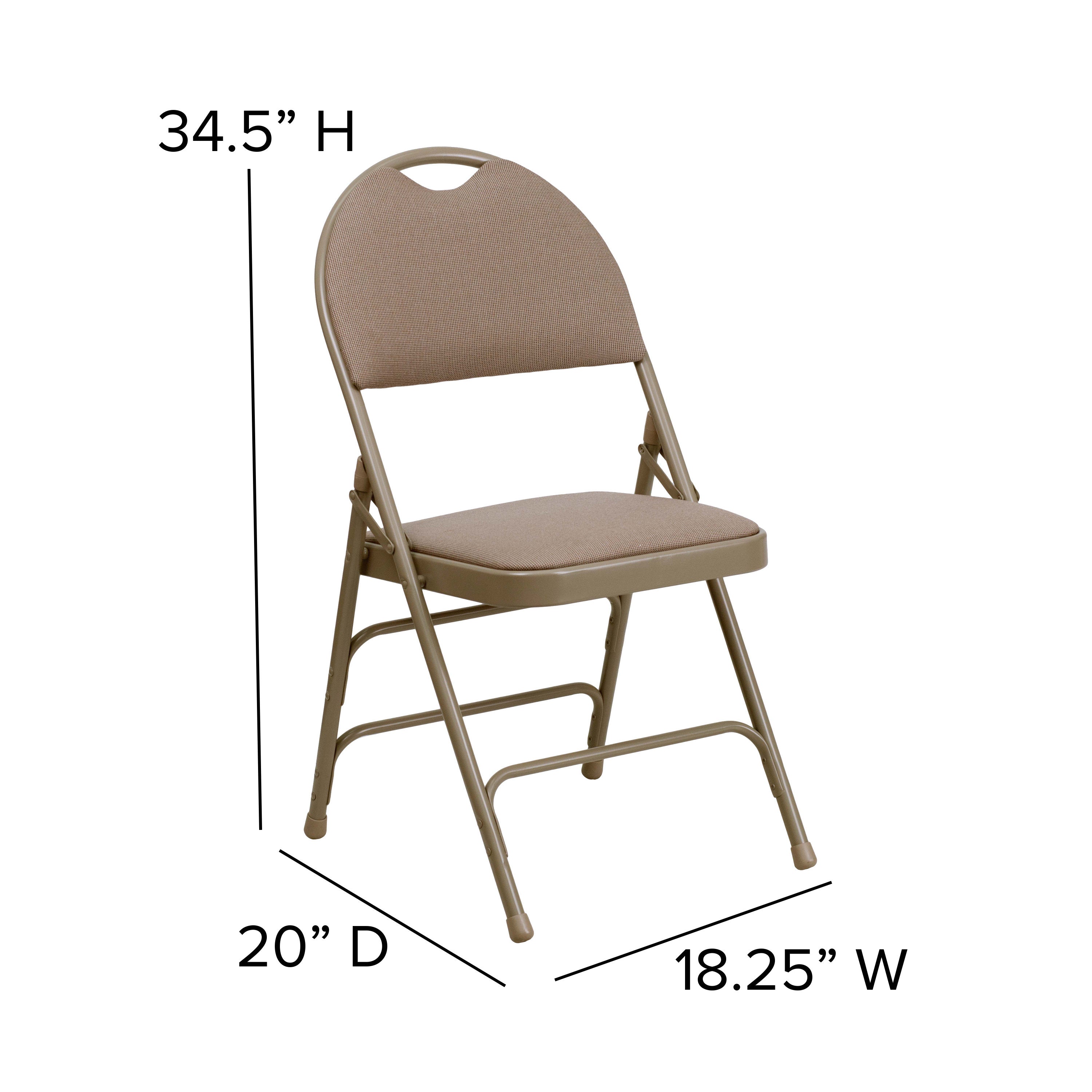 Extra Large Triple-Braced Metal Folding Chair with Carry Handle