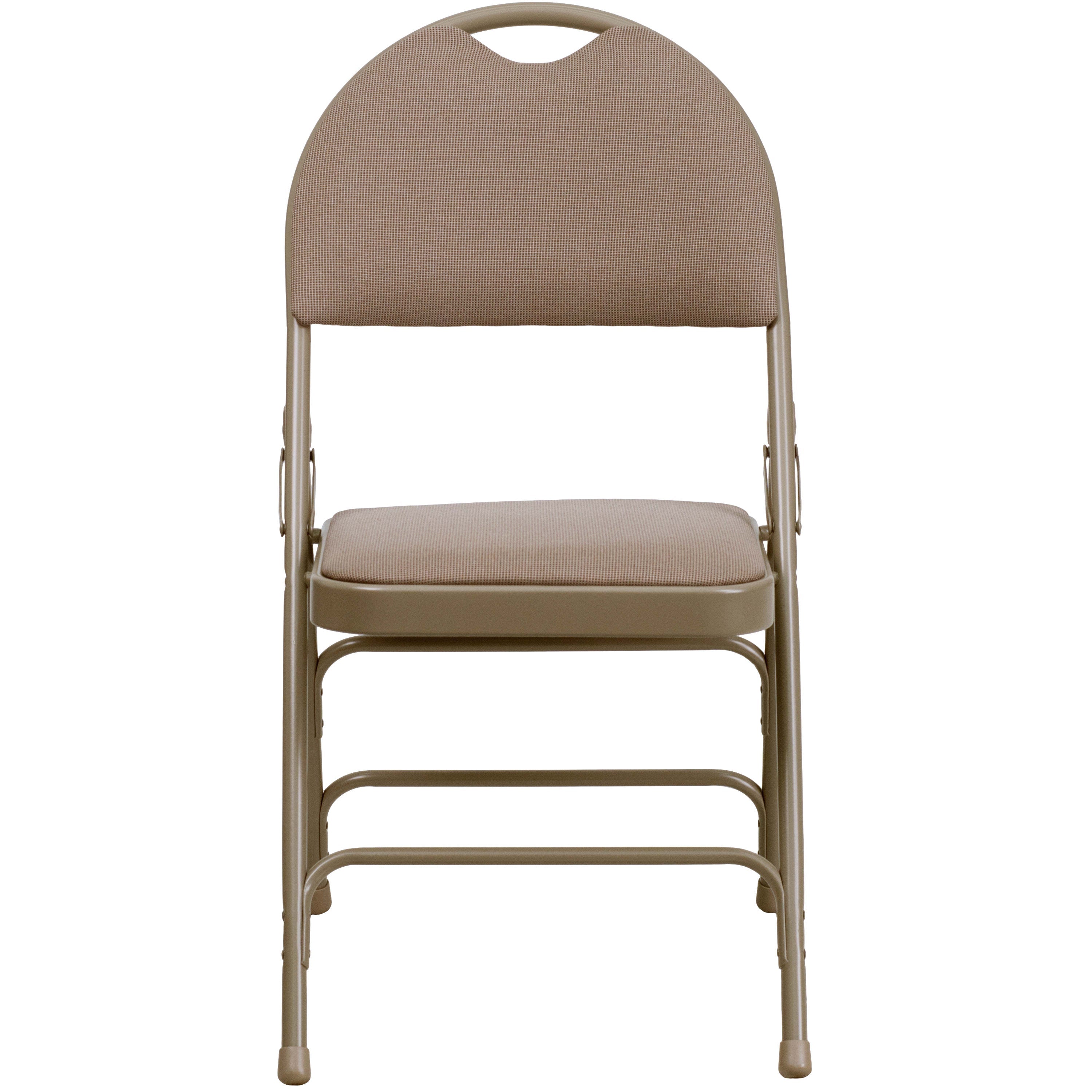 Extra Large Triple-Braced Metal Folding Chair with Carry Handle