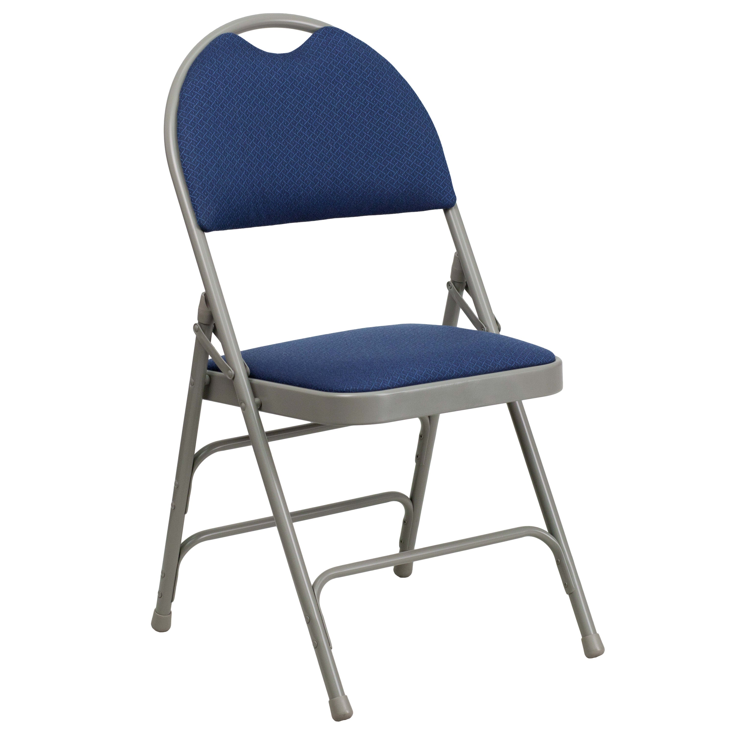 Extra Large Triple-Braced Metal Folding Chair with Carry Handle