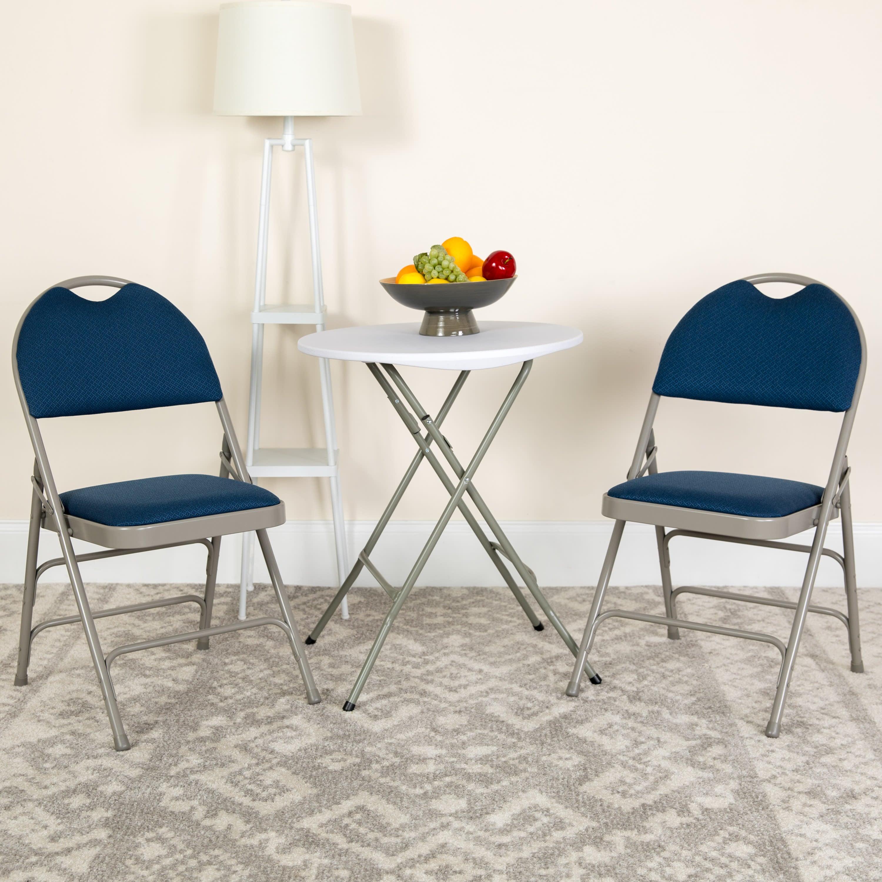 Extra Large Triple-Braced Metal Folding Chair with Carry Handle