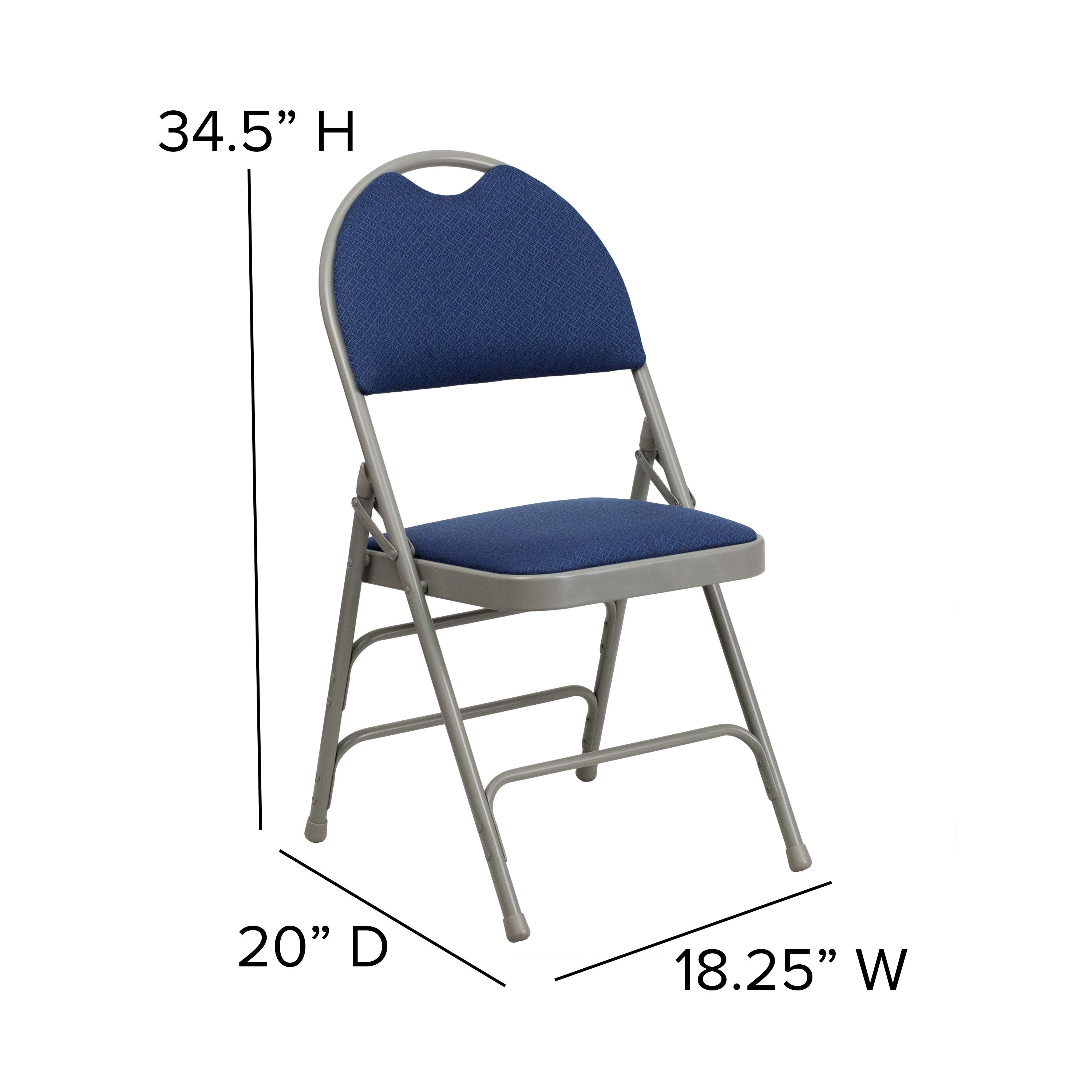 Extra Large Triple-Braced Metal Folding Chair with Carry Handle