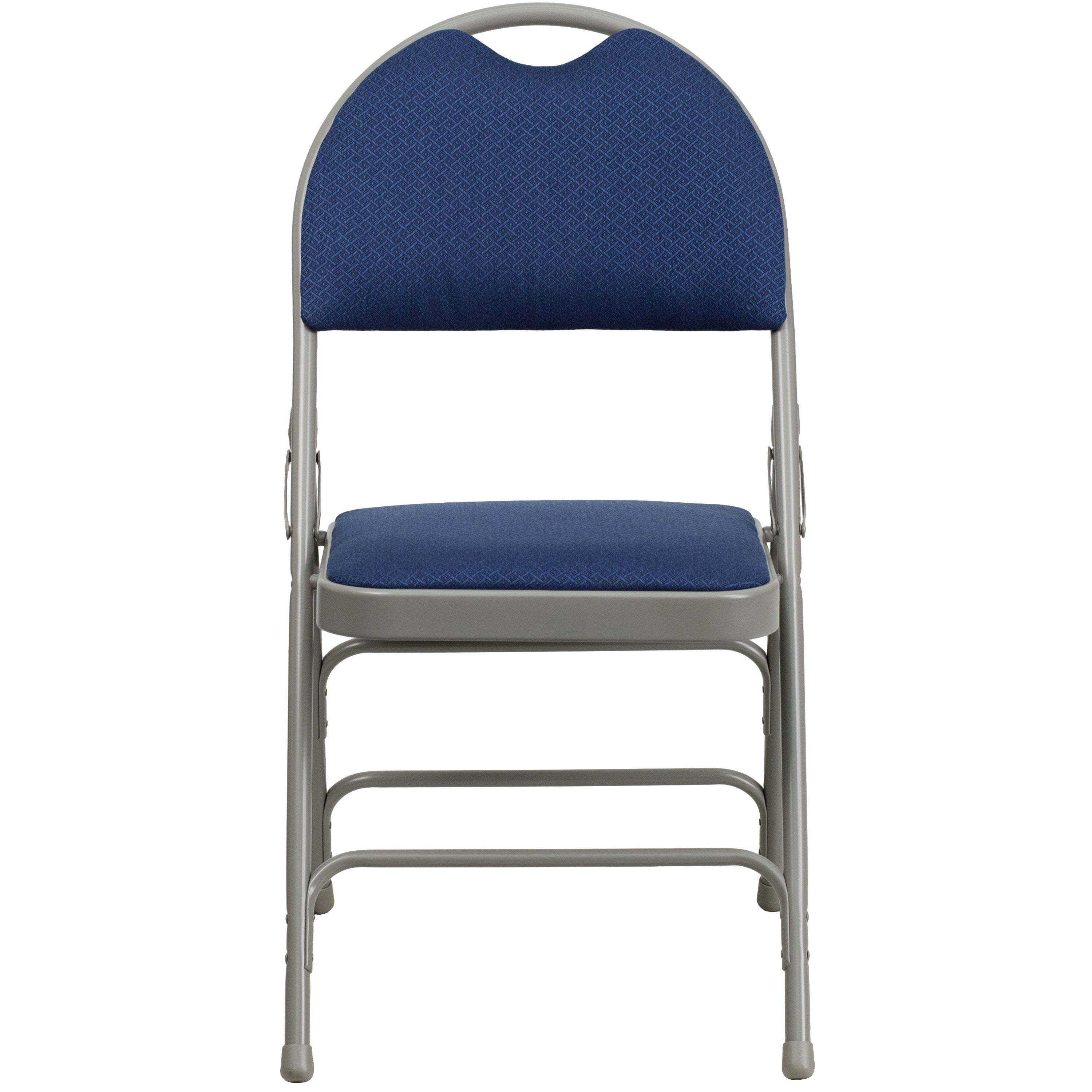 Extra Large Triple-Braced Metal Folding Chair with Carry Handle