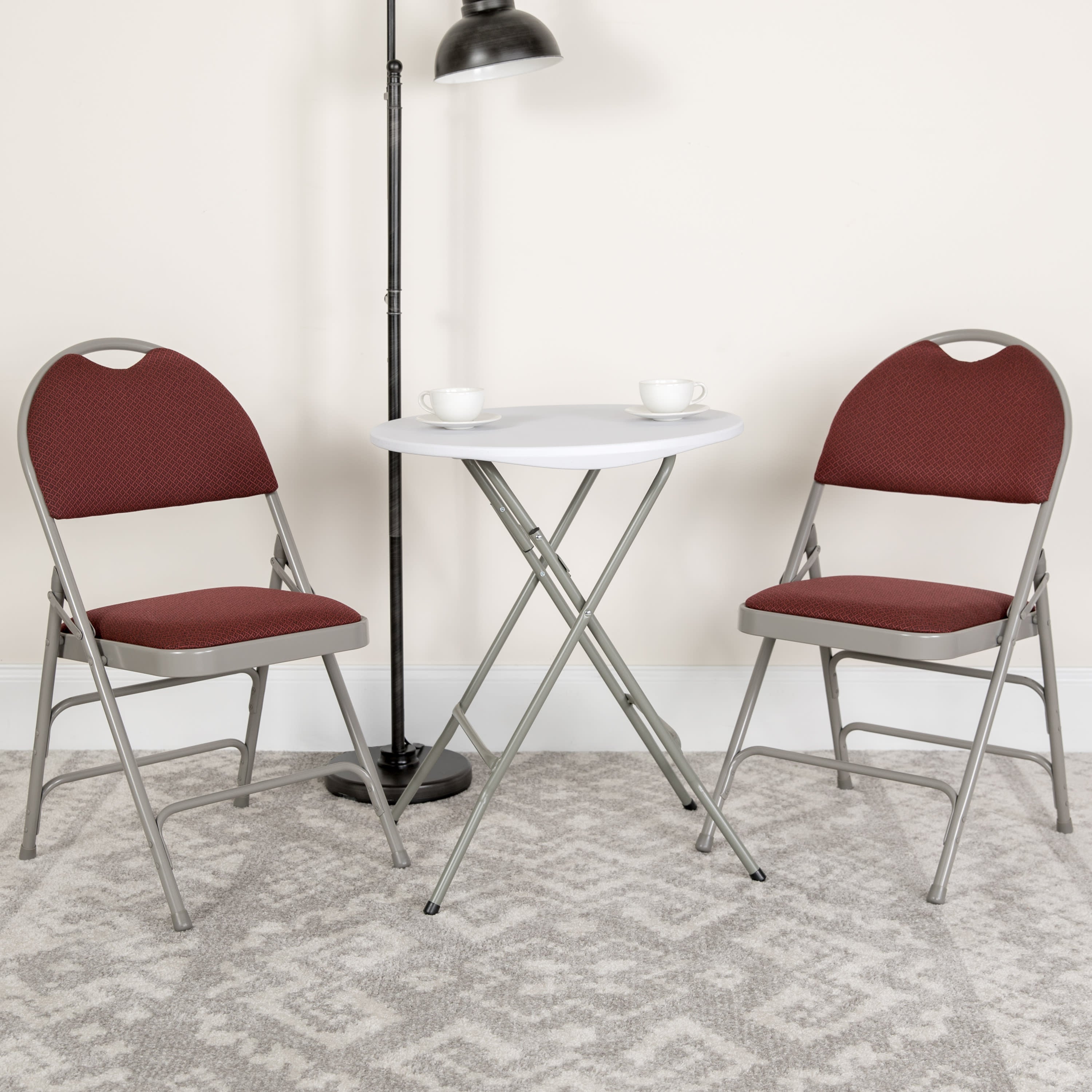 Extra Large Triple-Braced Metal Folding Chair with Carry Handle