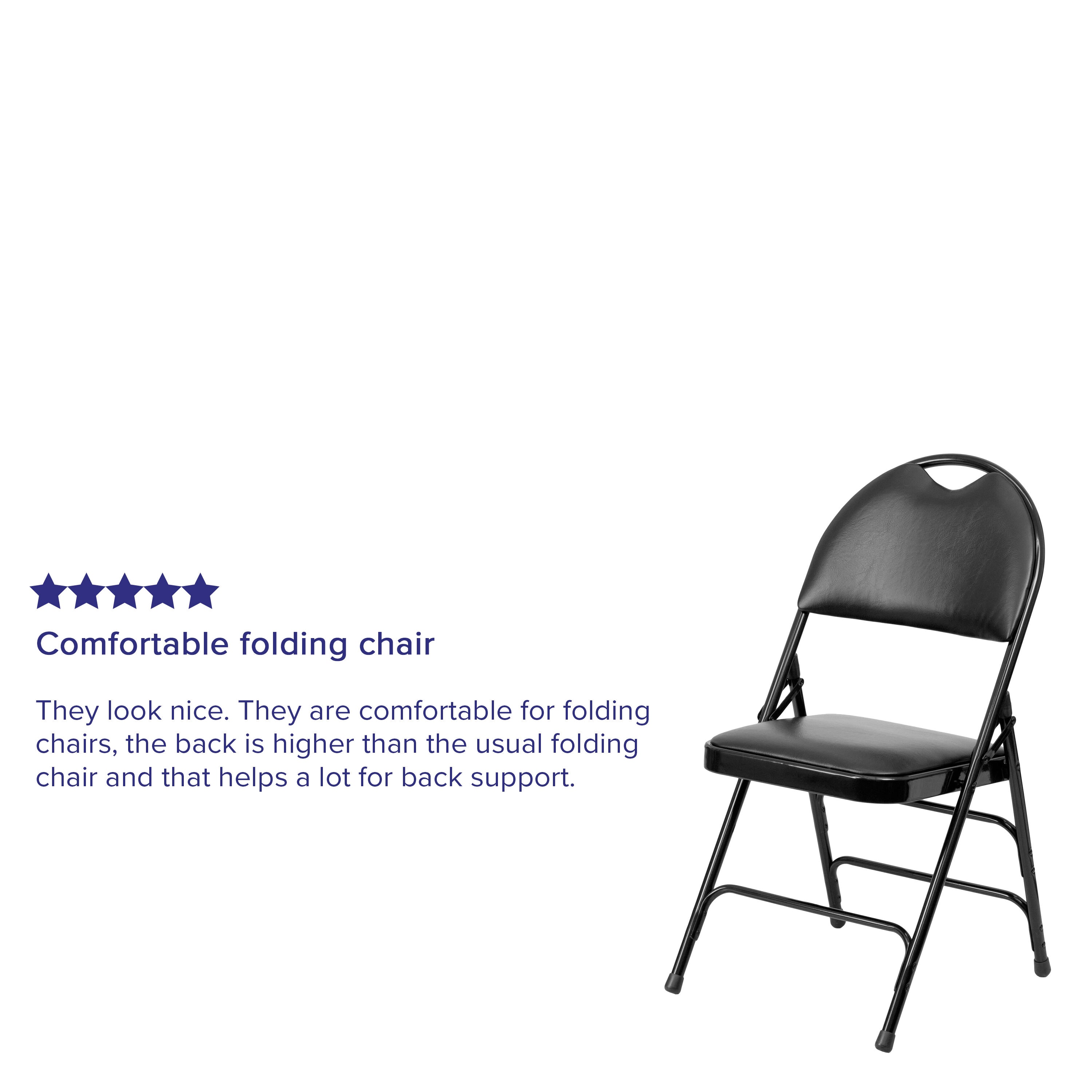 Extra Large Triple-Braced Metal Folding Chair with Carry Handle