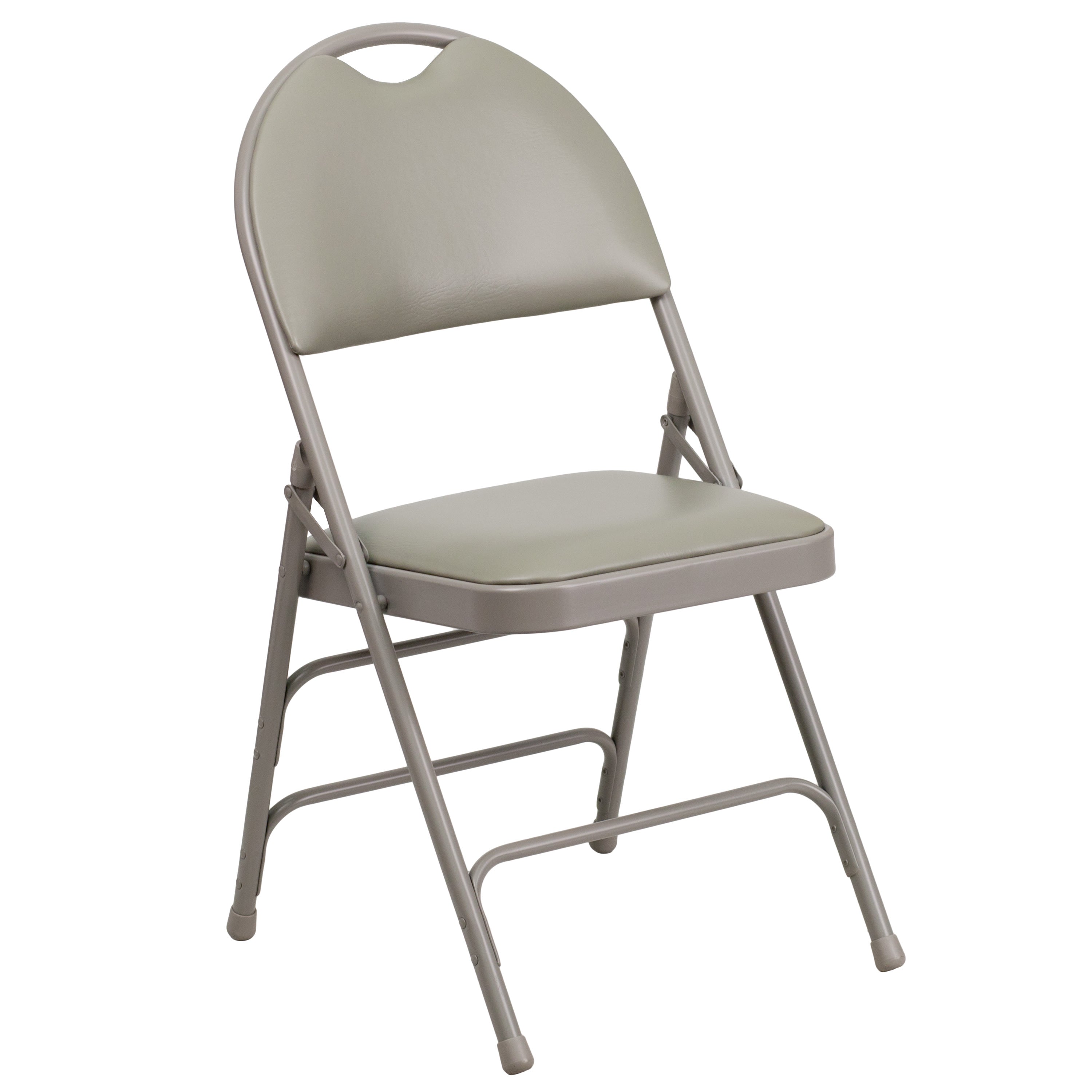 Extra Large Triple-Braced Metal Folding Chair with Carry Handle