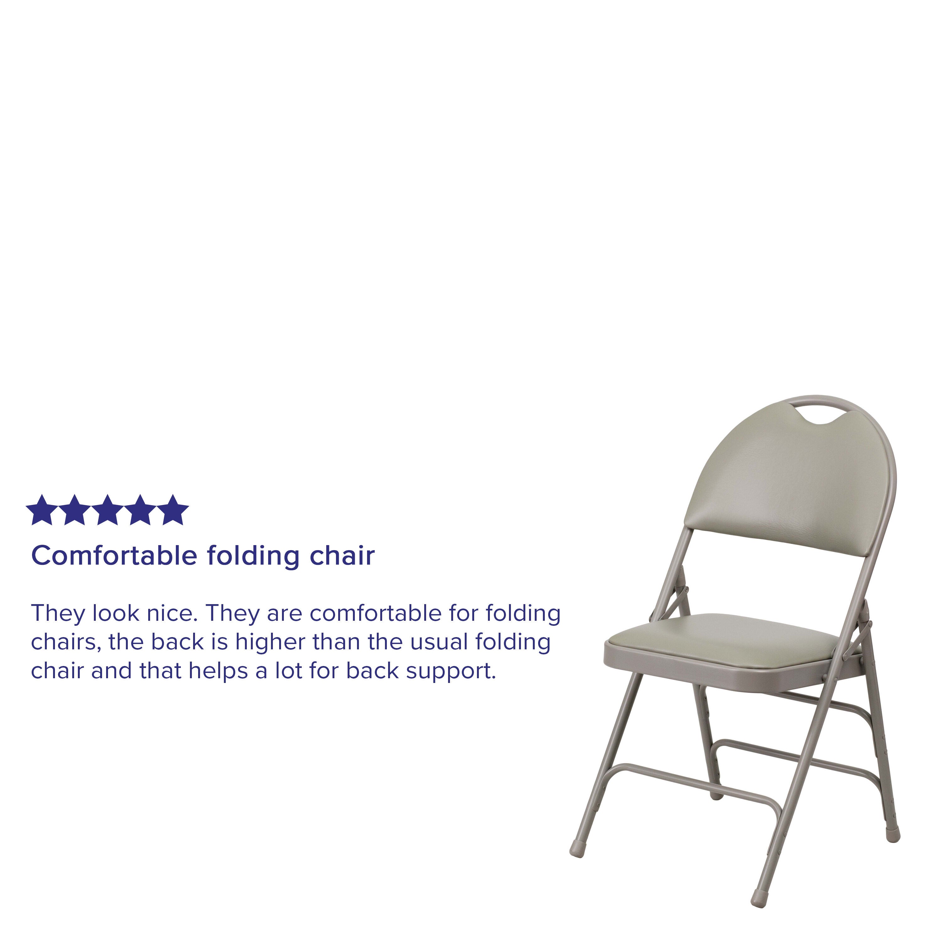 Extra Large Triple-Braced Metal Folding Chair with Carry Handle