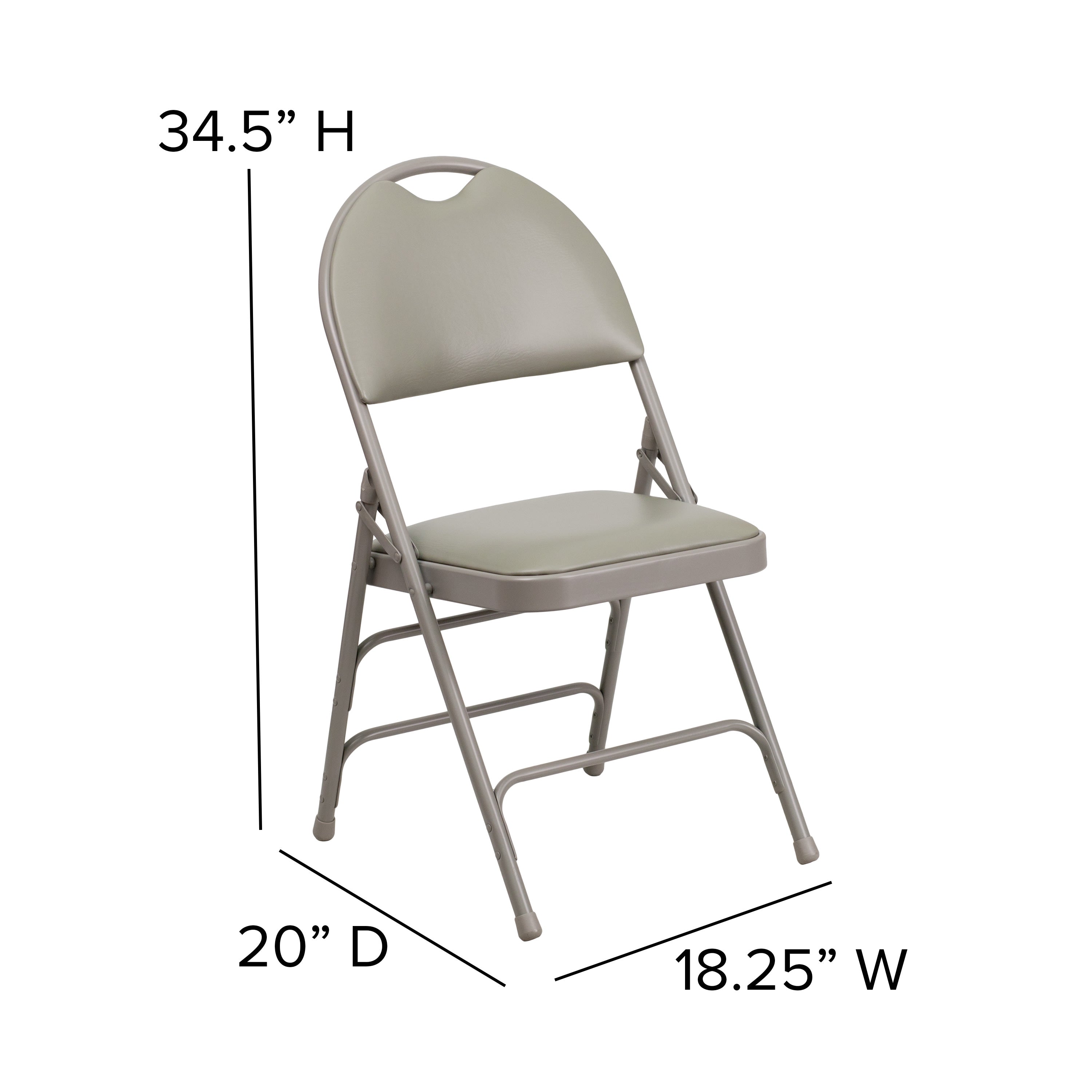 Extra Large Triple-Braced Metal Folding Chair with Carry Handle