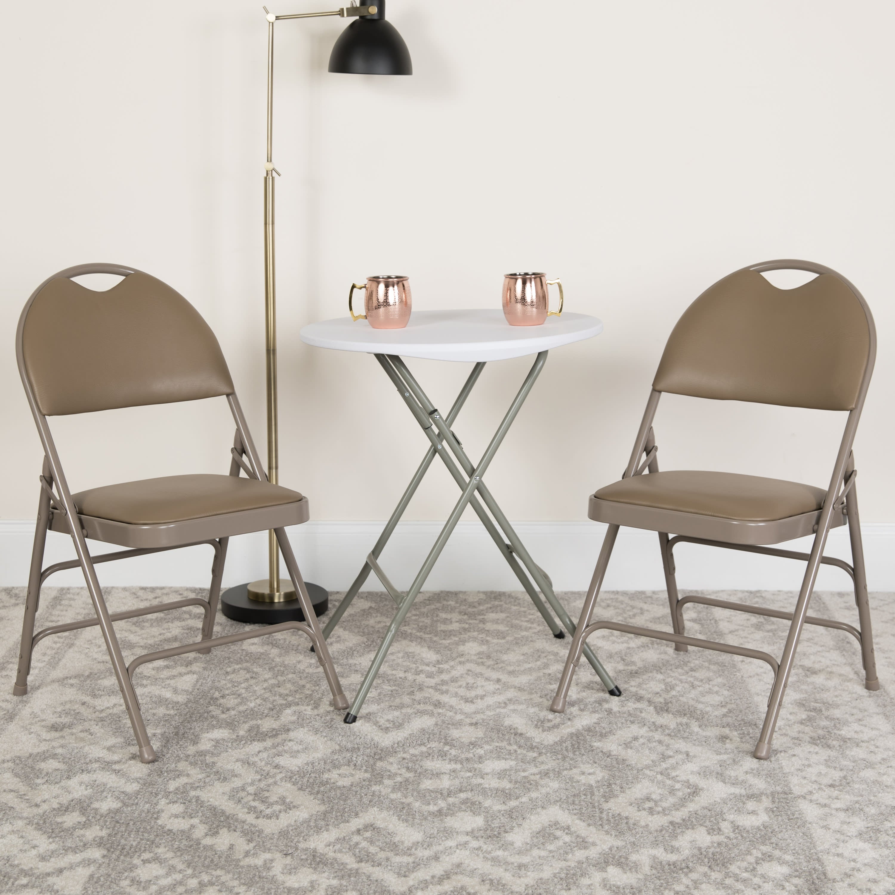Extra Large Triple-Braced Metal Folding Chair with Carry Handle