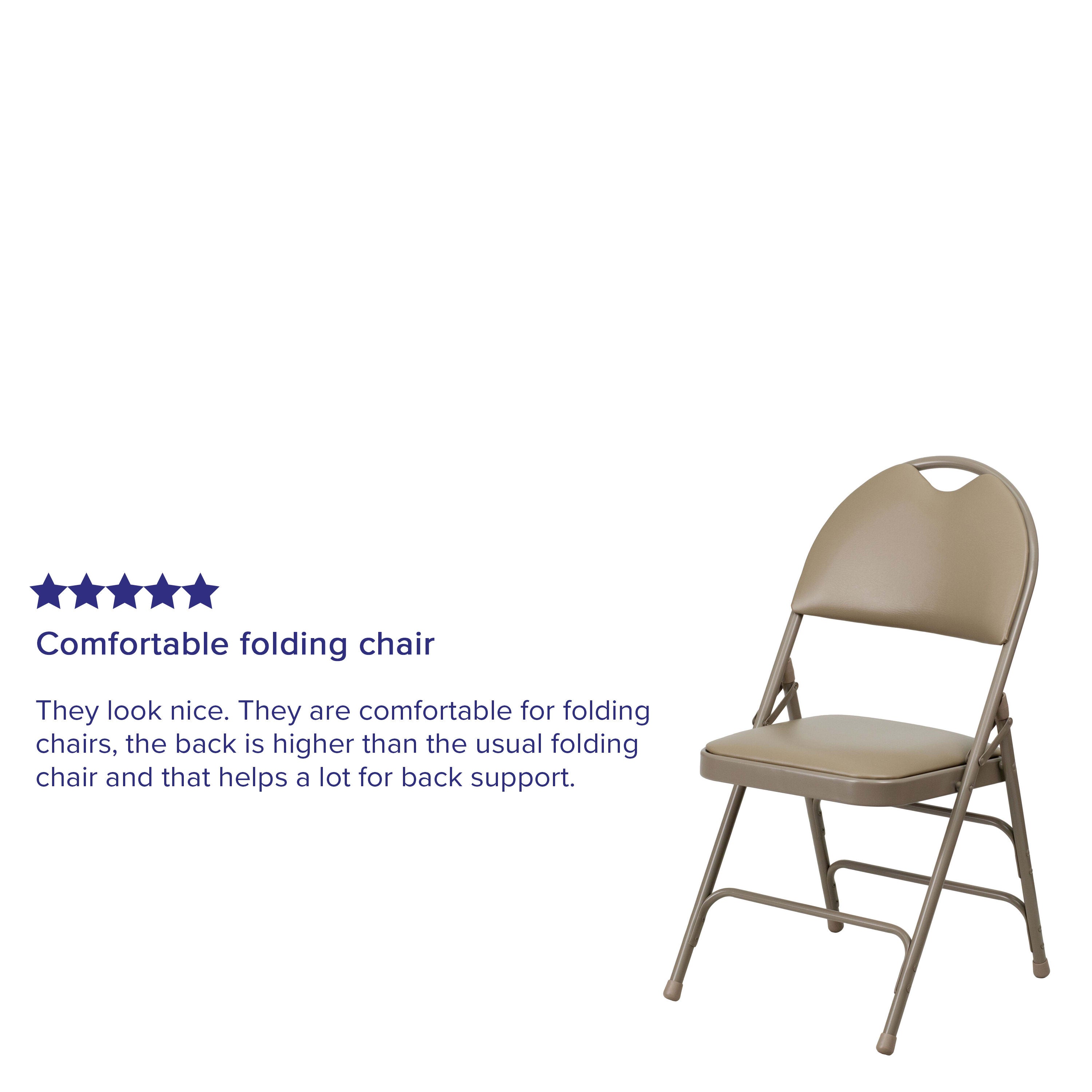 Extra Large Triple-Braced Metal Folding Chair with Carry Handle
