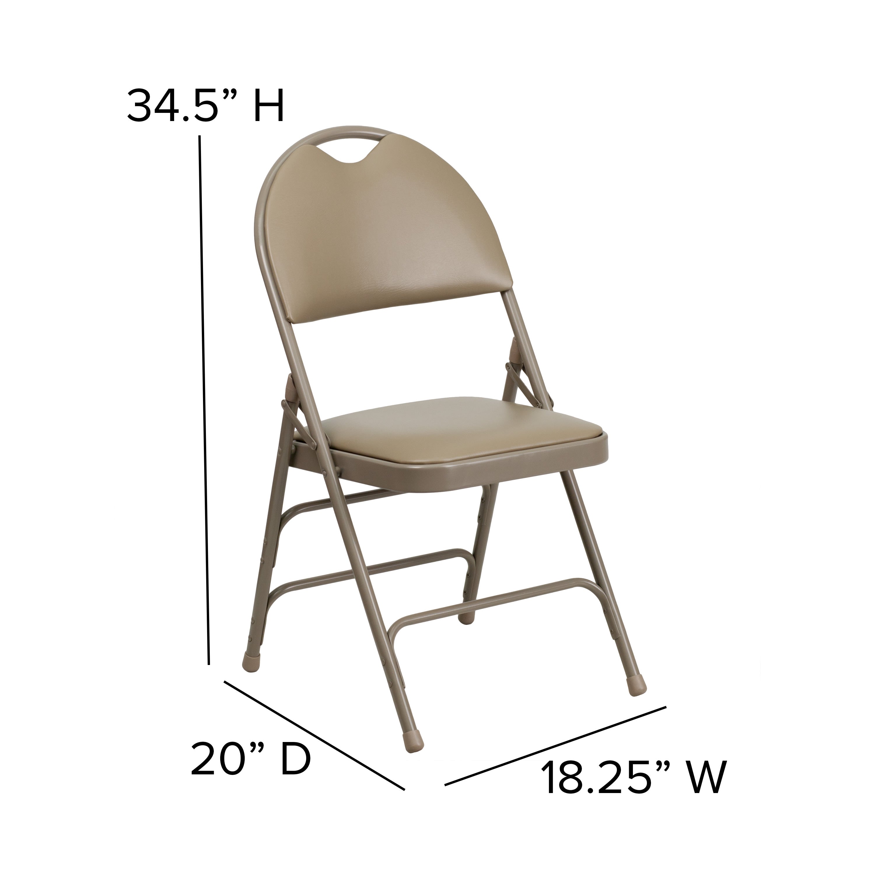 Extra Large Triple-Braced Metal Folding Chair with Carry Handle