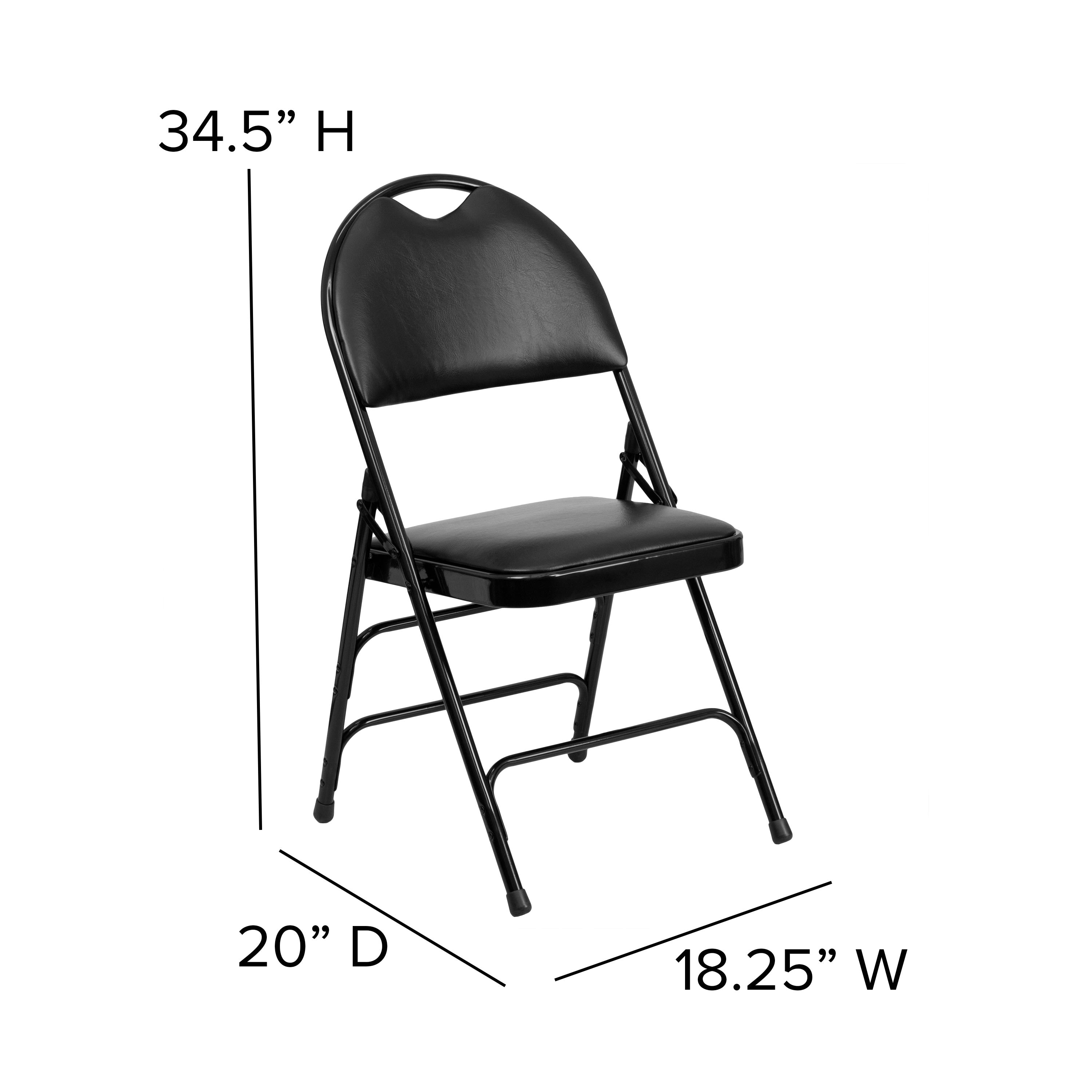 Extra Large Triple-Braced Metal Folding Chair with Carry Handle