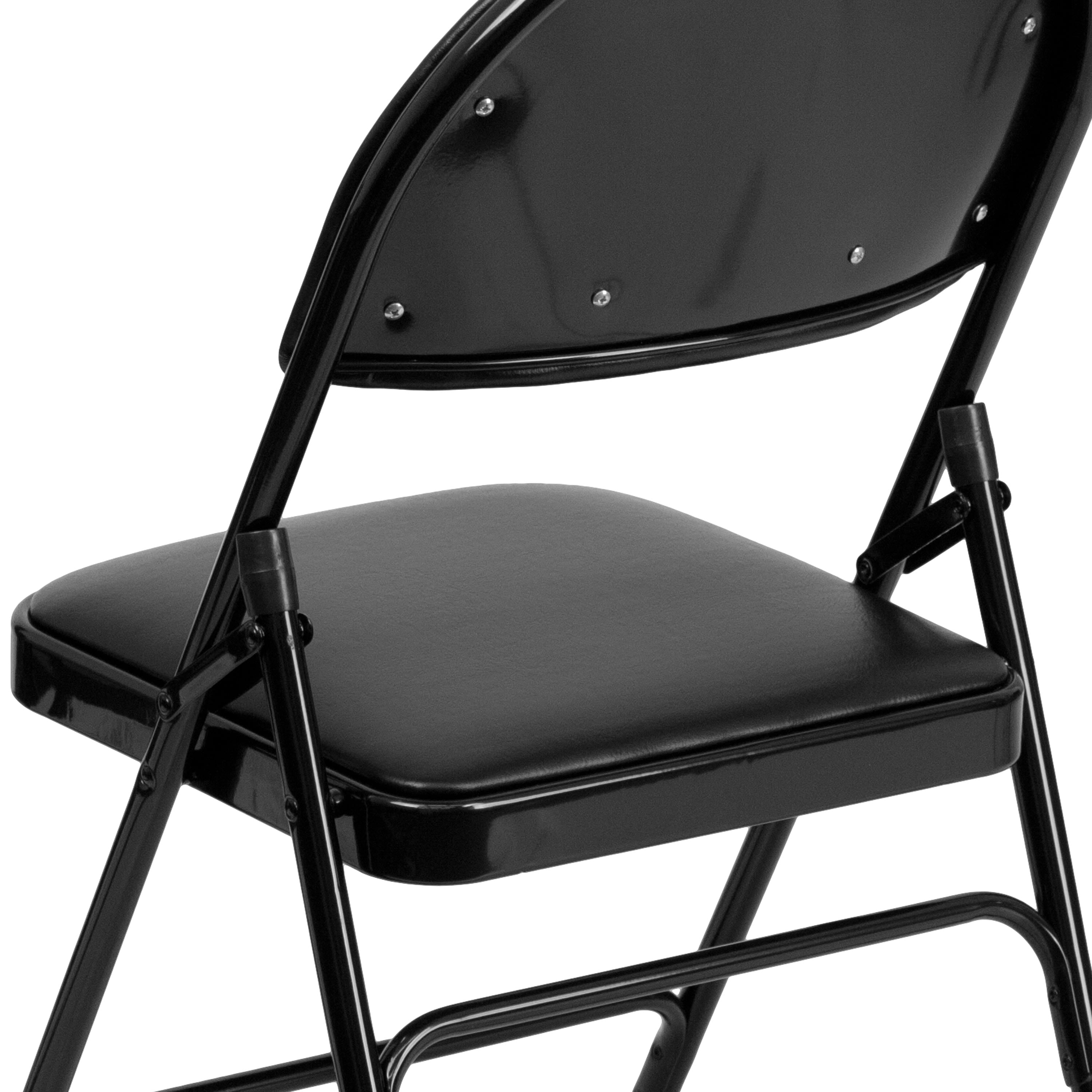 Extra Large Triple-Braced Metal Folding Chair with Carry Handle