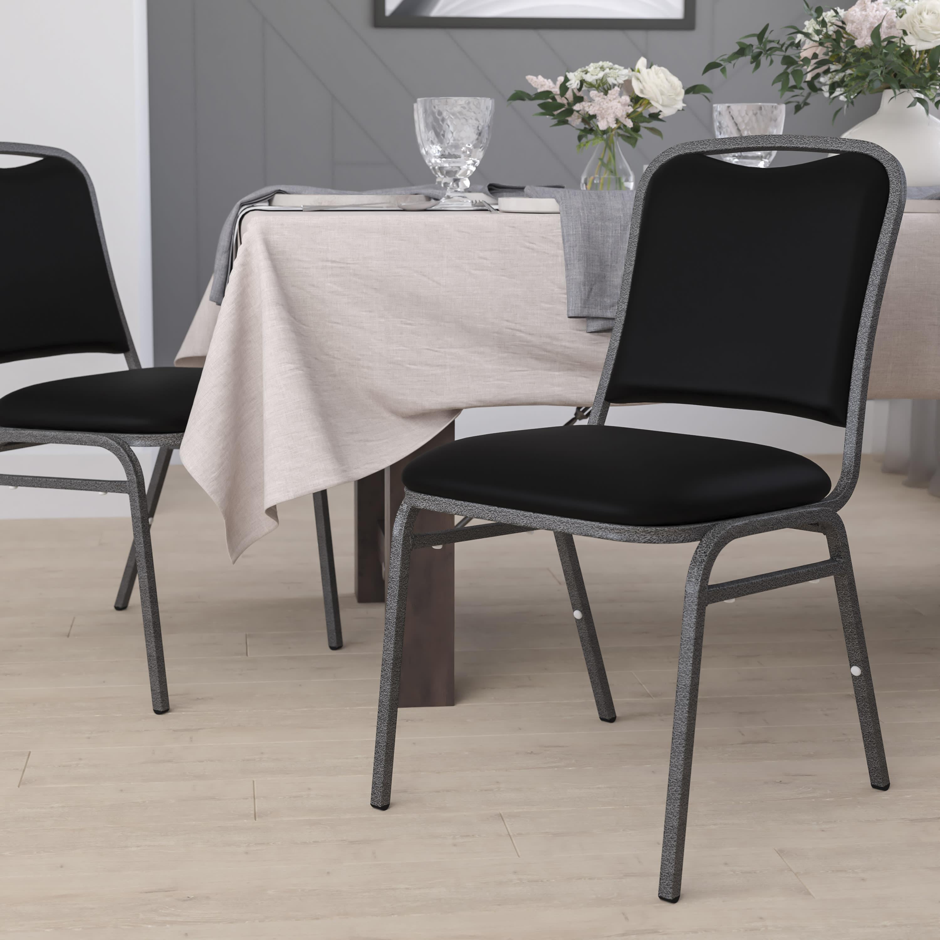 Stacking Banquet Chair with Vinyl Seat, 1.5-Inch Cushion