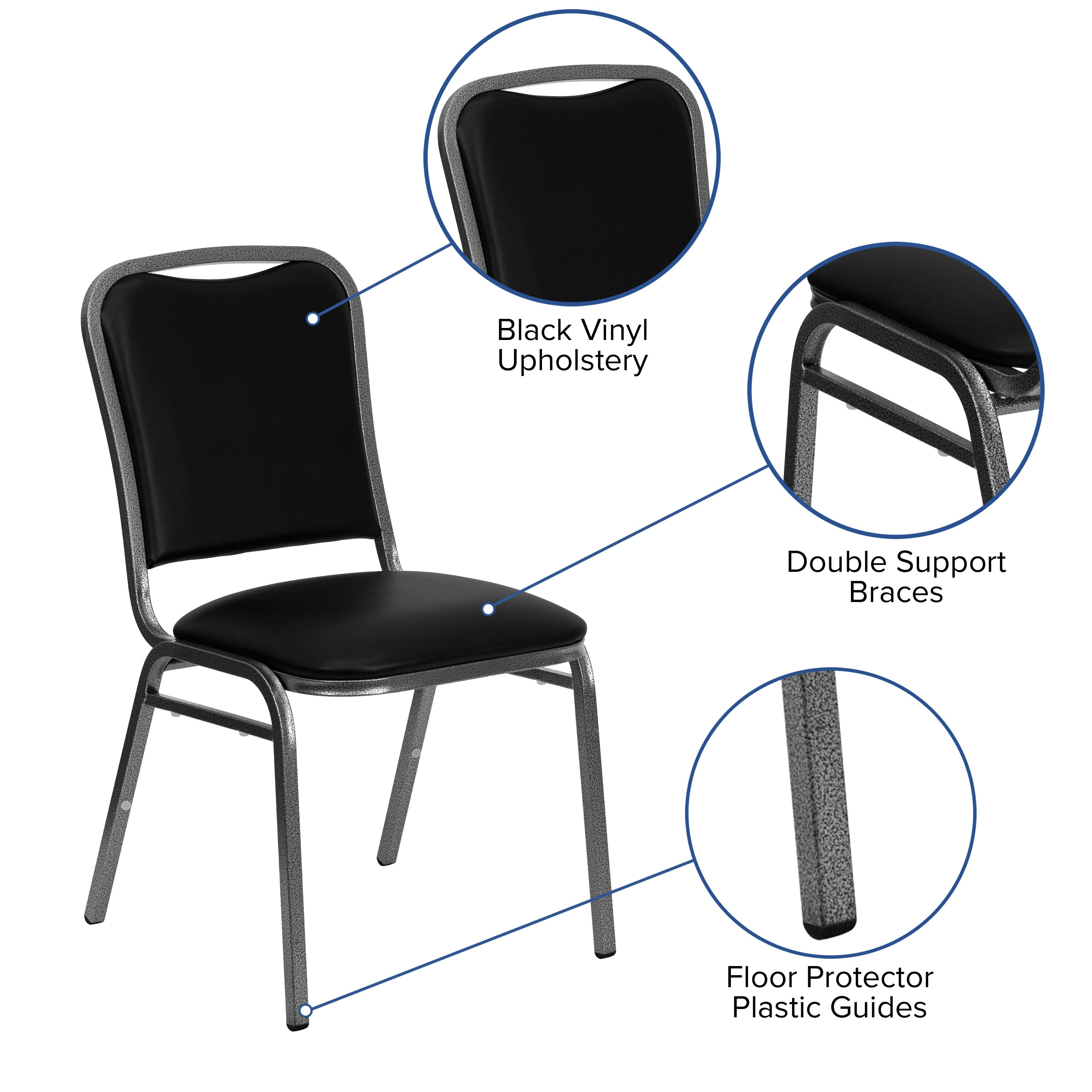 Stacking Banquet Chair with Vinyl Seat, 1.5-Inch Cushion