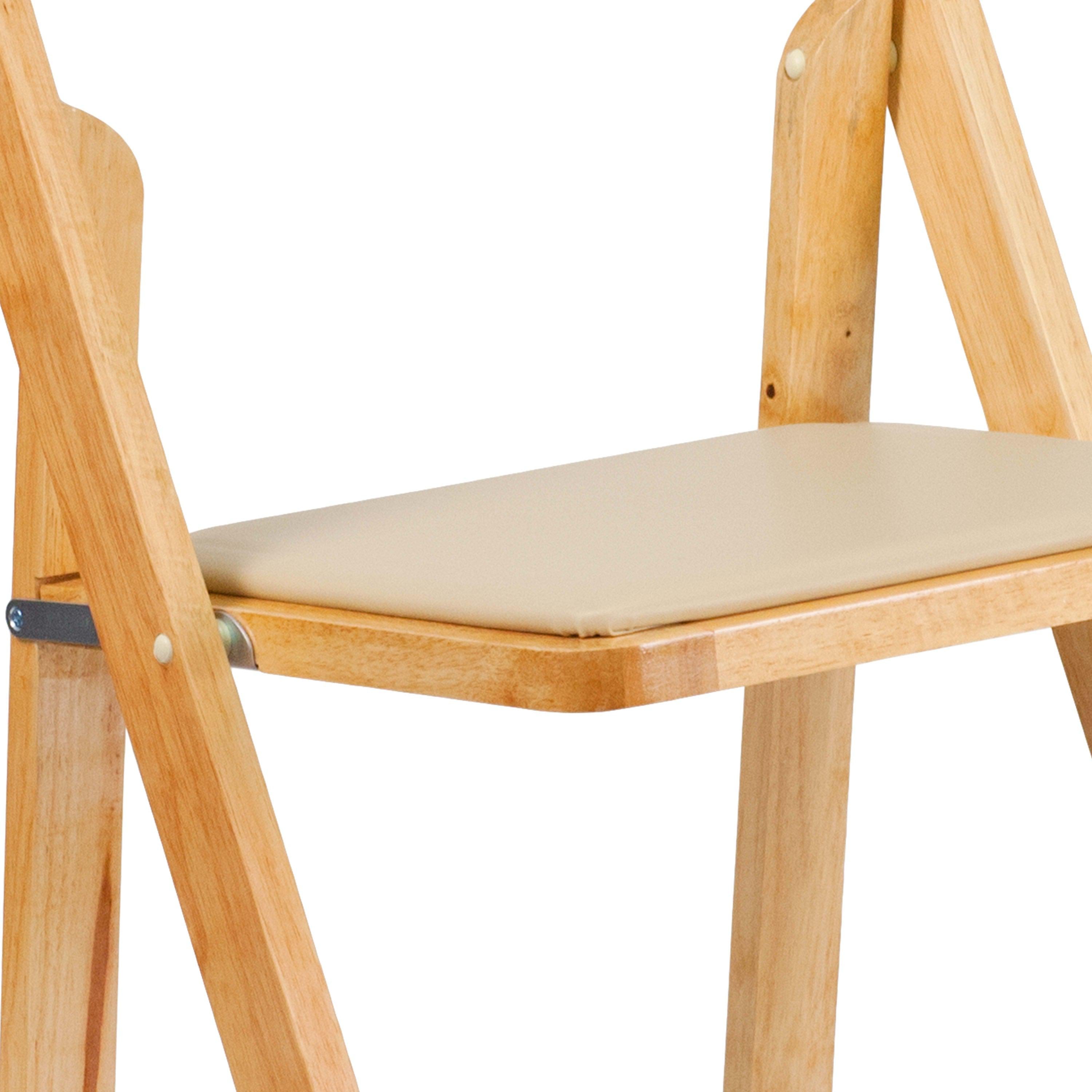 Wood Folding Chair with Vinyl Padded Seat