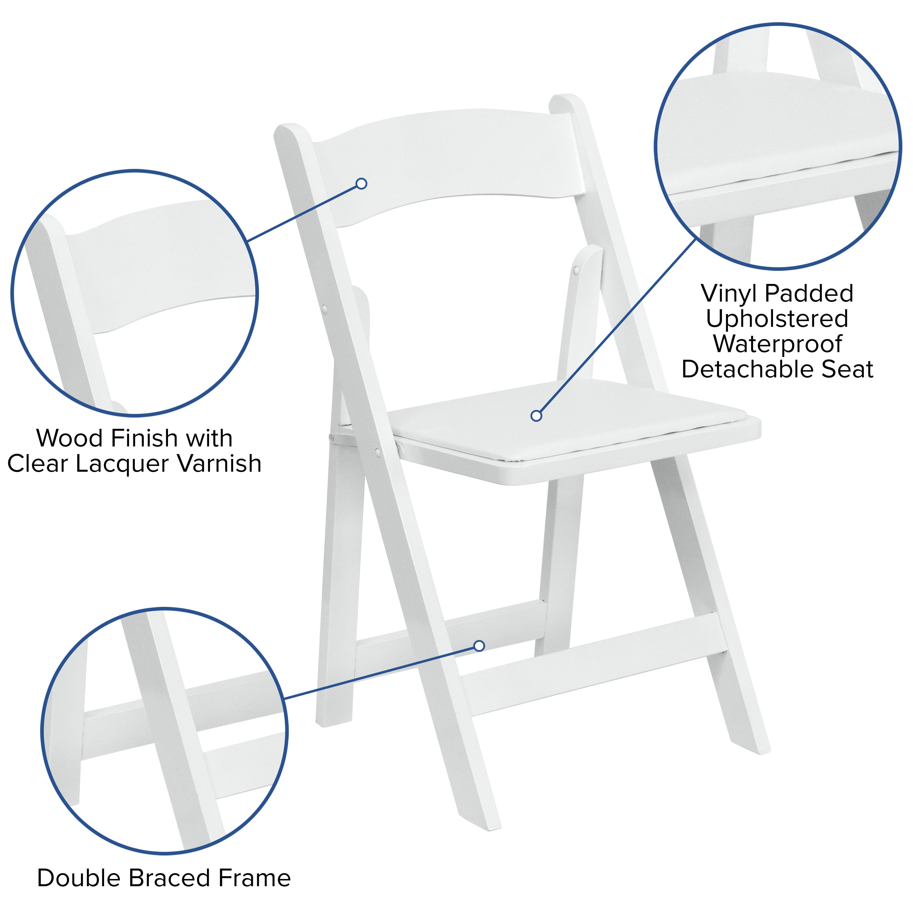 Wood Folding Chair with Vinyl Padded Seat