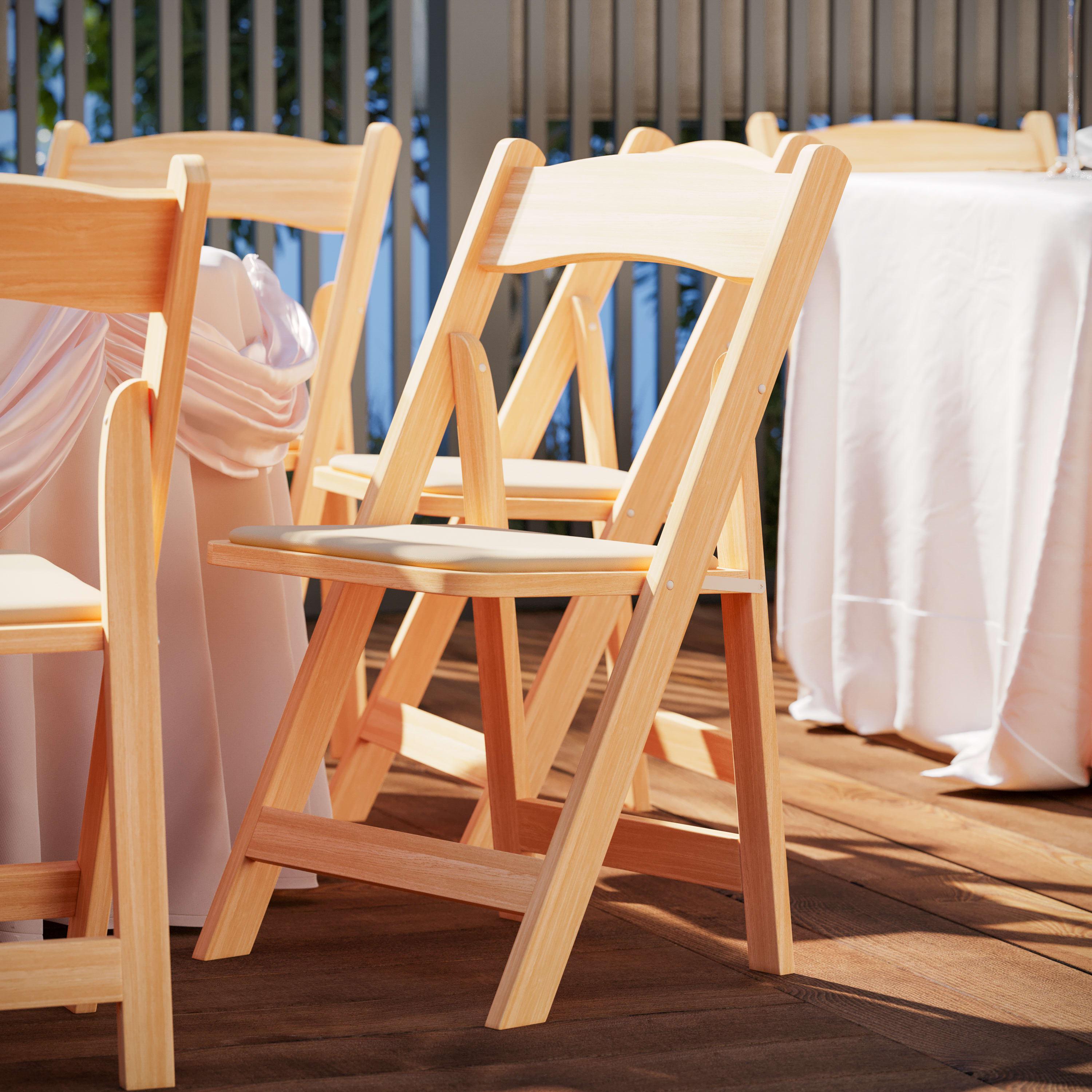Wood Folding Chair with Vinyl Padded Seat