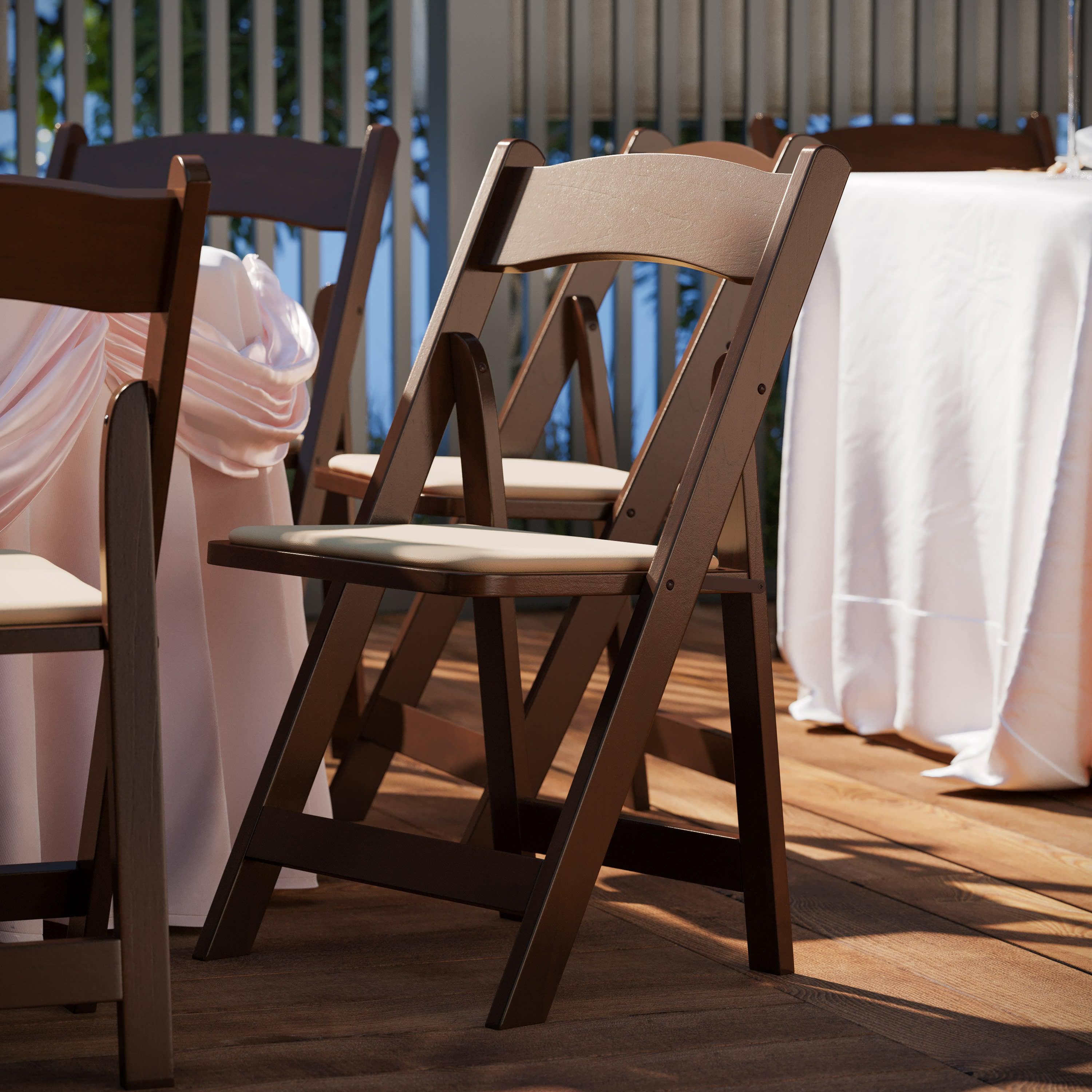 Wood Folding Chair with Vinyl Padded Seat