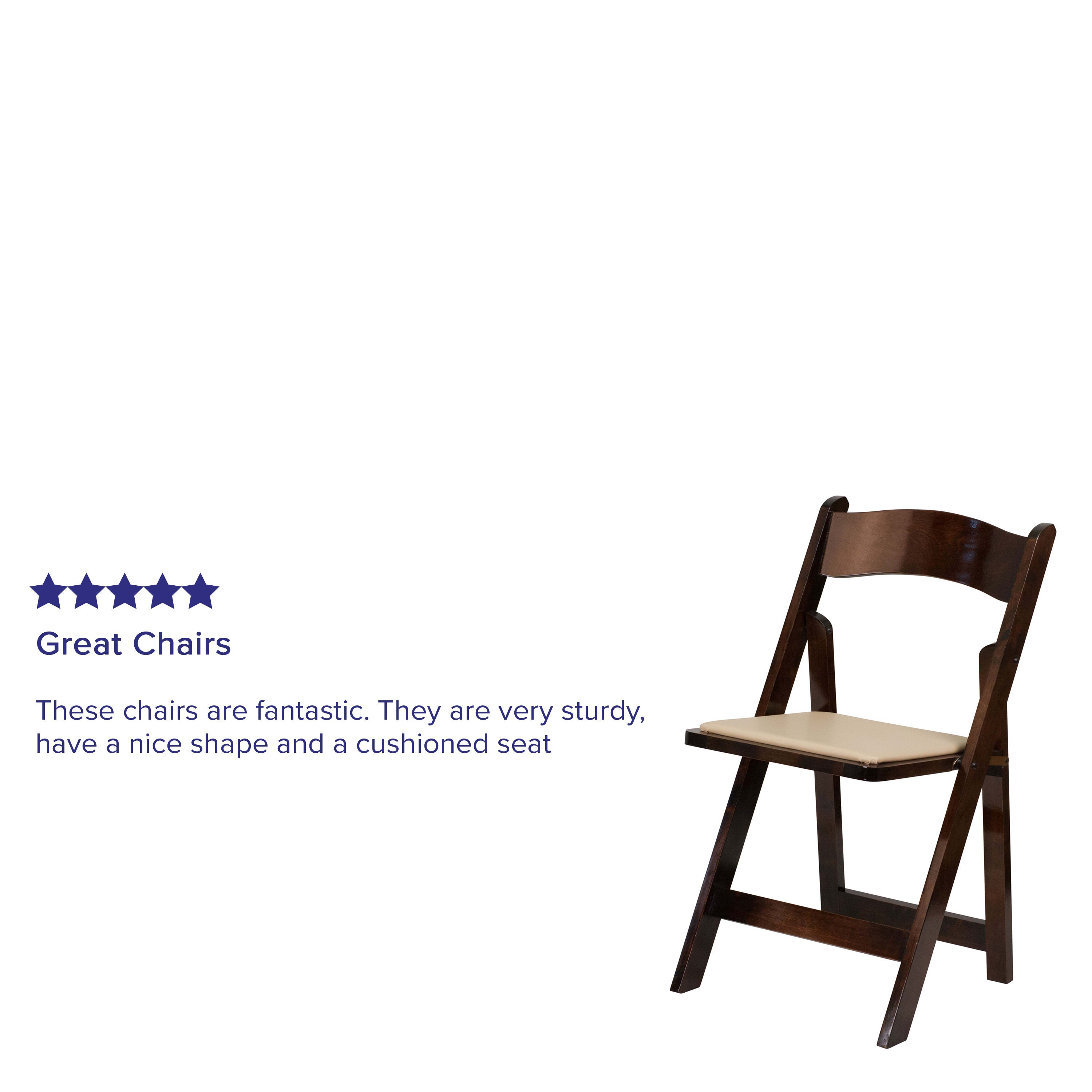 Wood Folding Chair with Vinyl Padded Seat