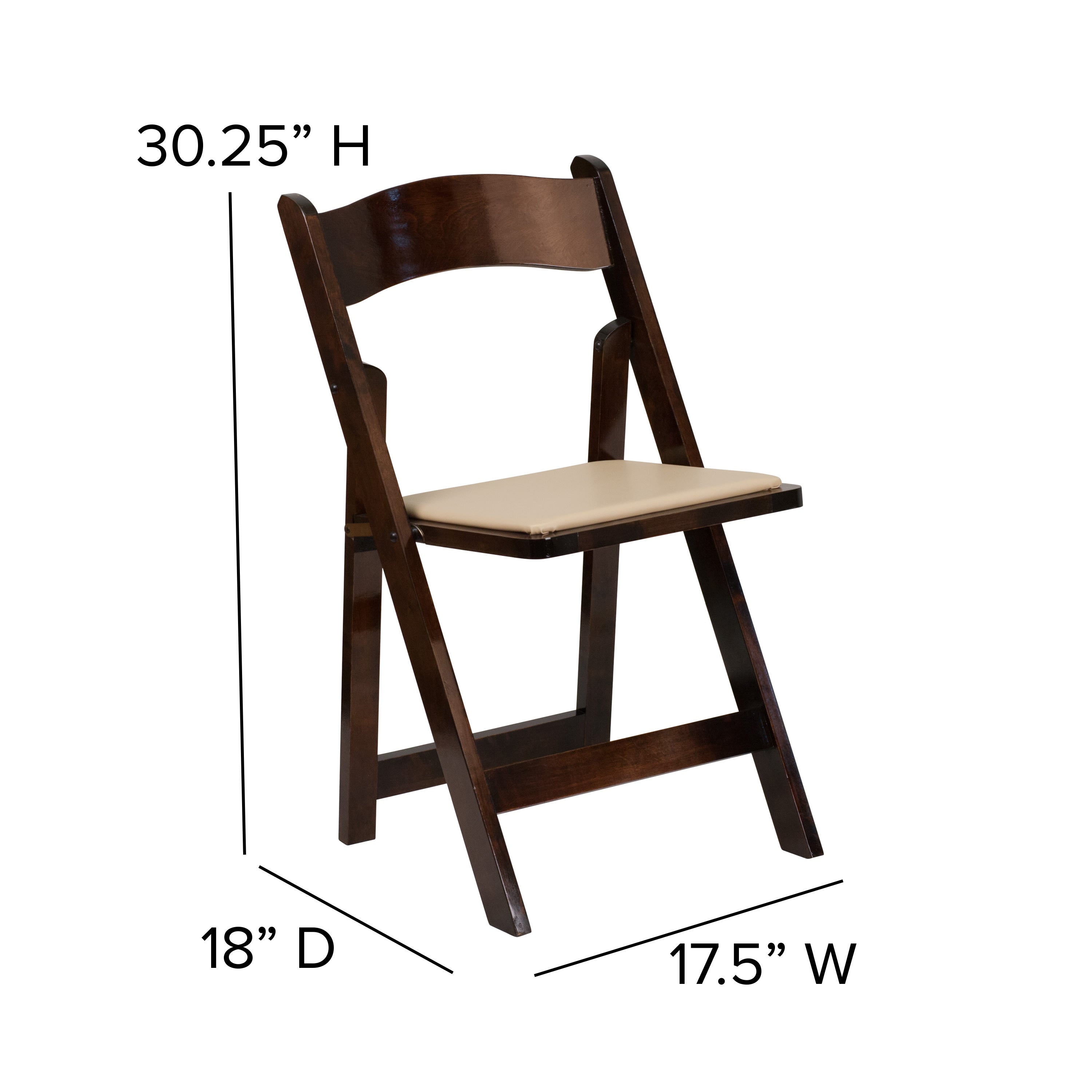 Wood Folding Chair with Vinyl Padded Seat