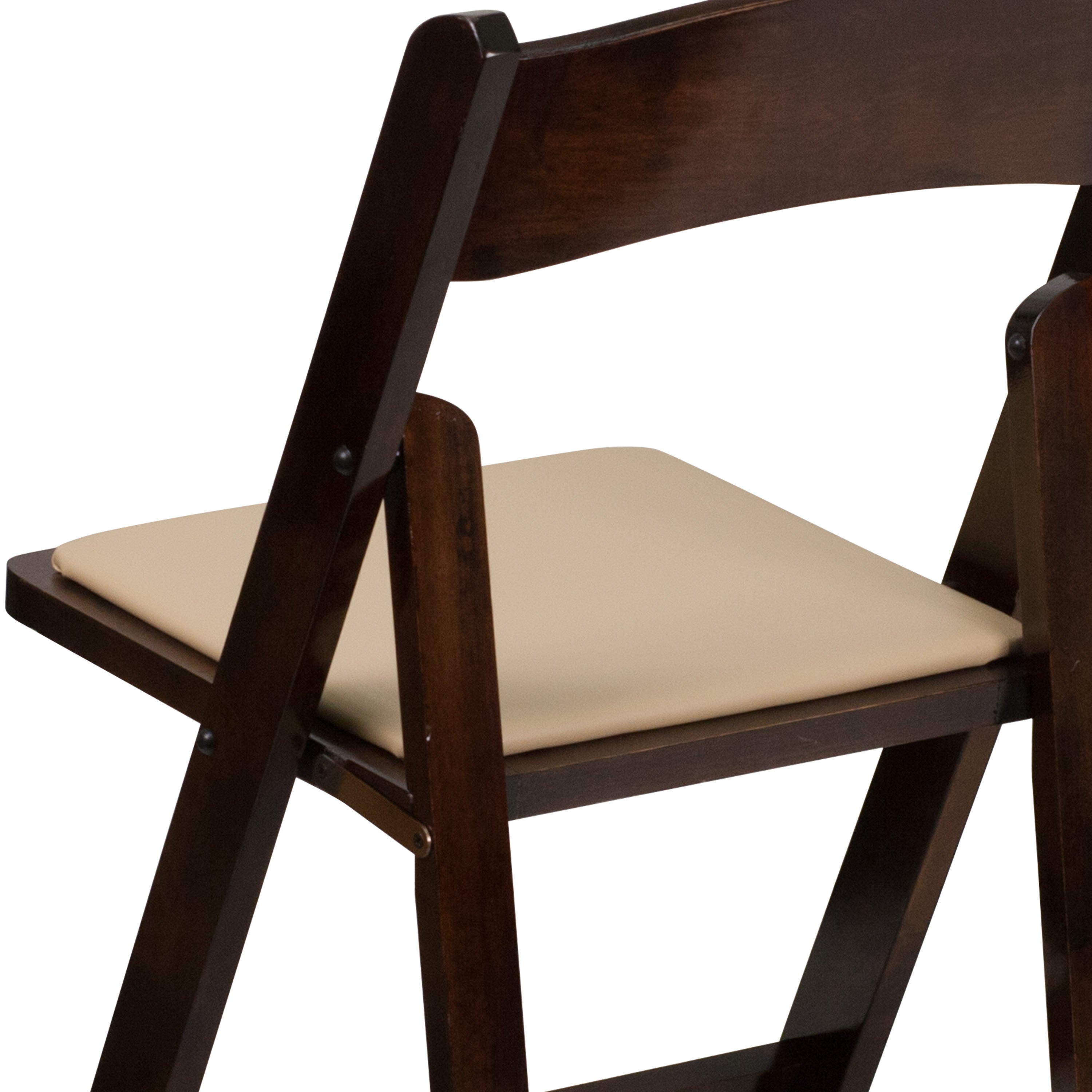 Wood Folding Chair with Vinyl Padded Seat
