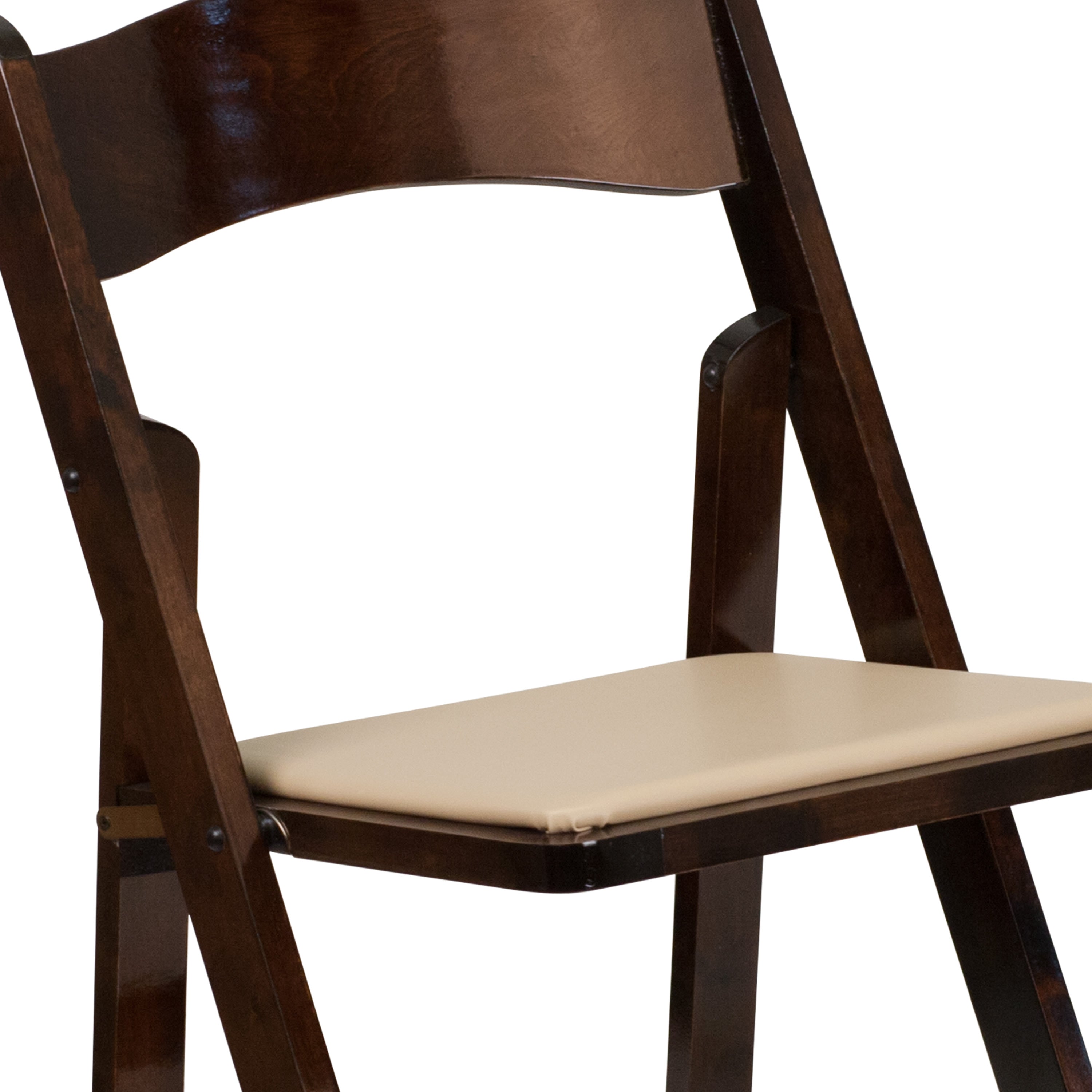 Wood Folding Chair with Vinyl Padded Seat