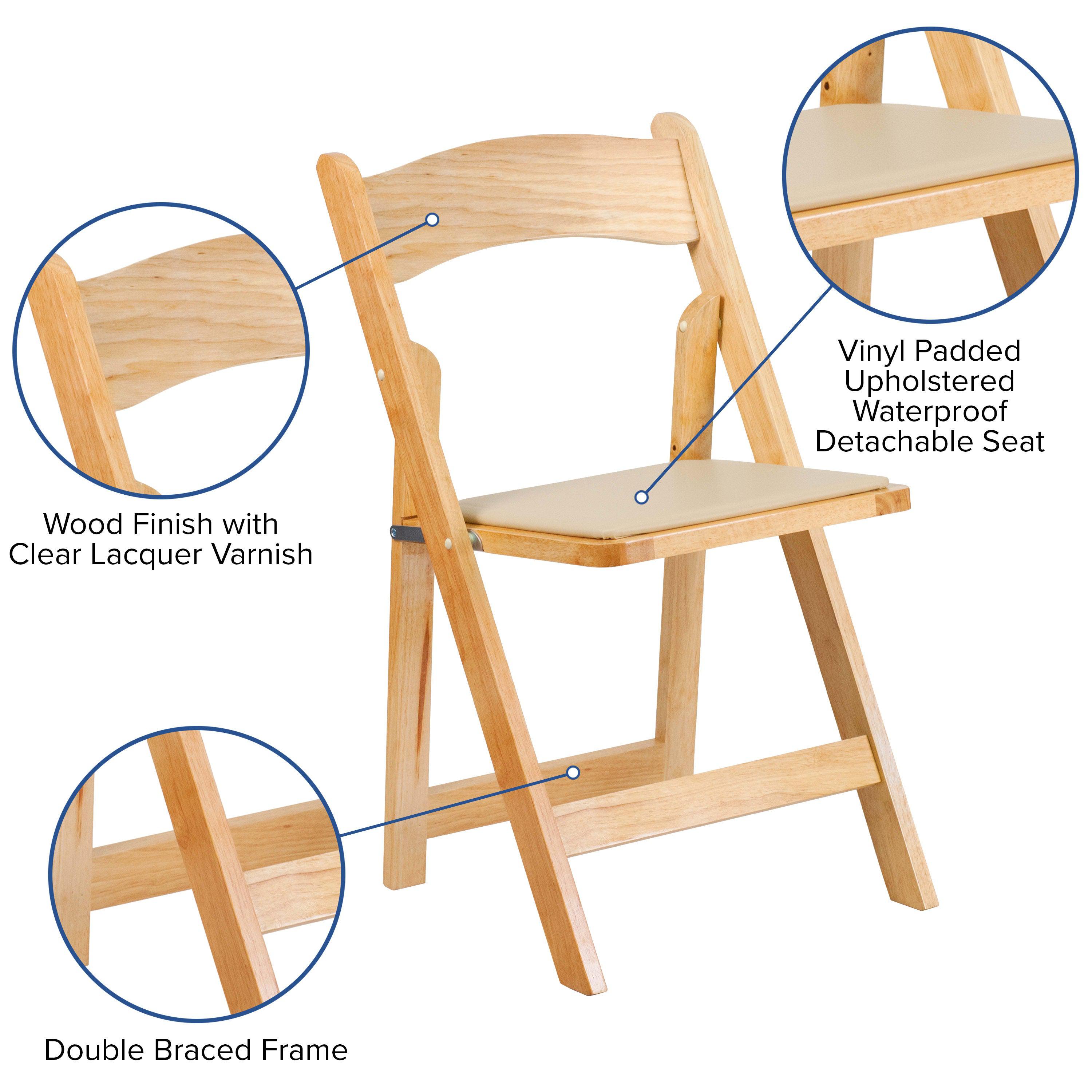 Wood Folding Chair with Vinyl Padded Seat