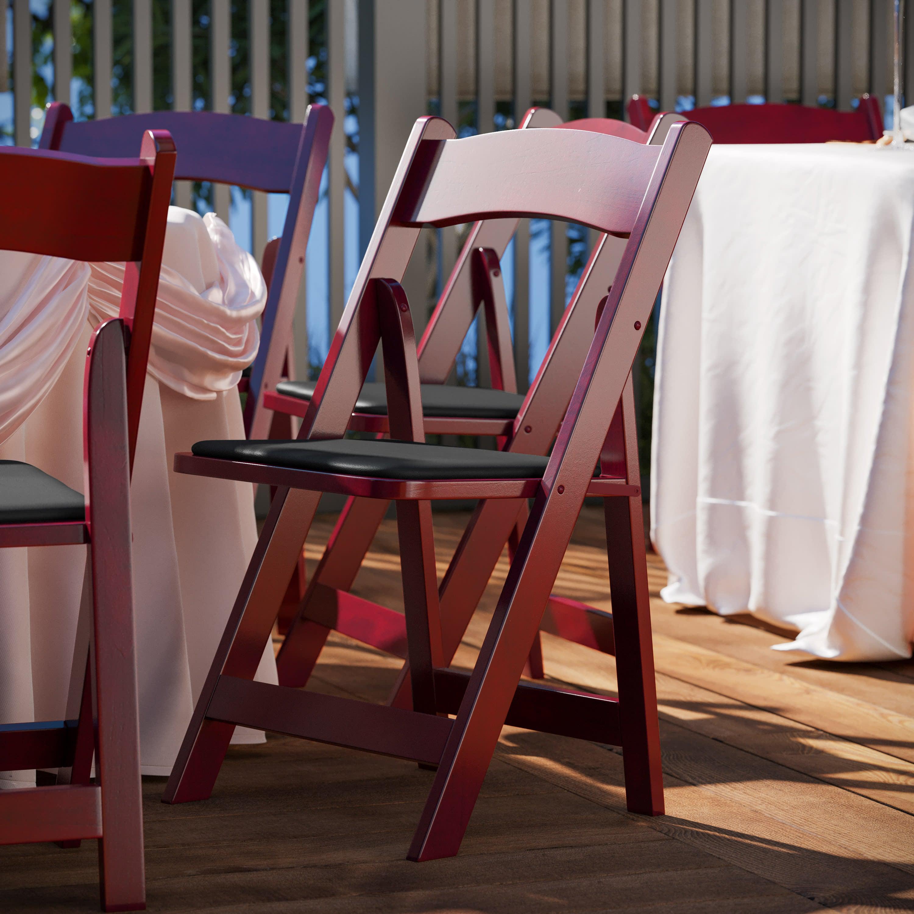 Wood Folding Chair with Vinyl Padded Seat