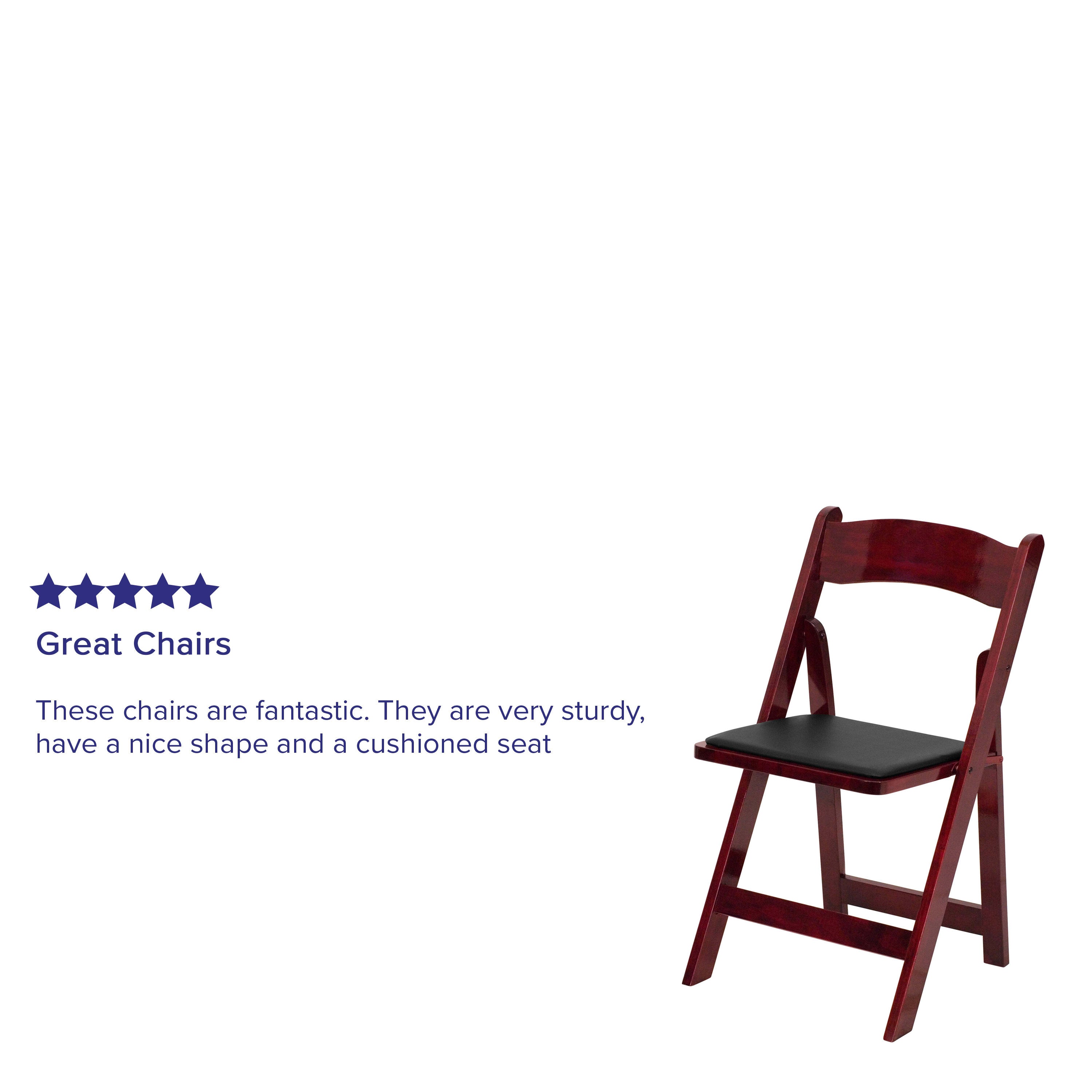 Wood Folding Chair with Vinyl Padded Seat
