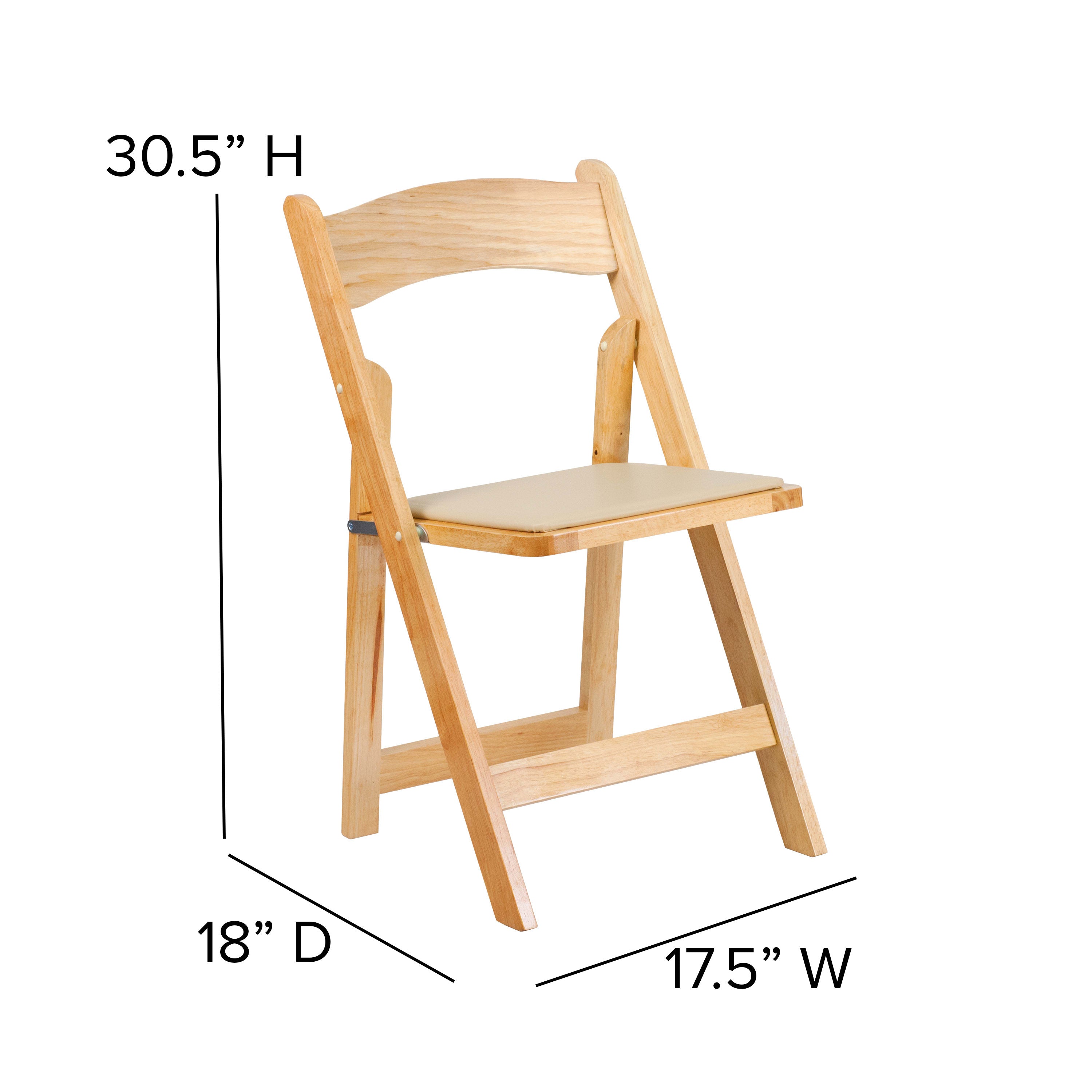 Wood Folding Chair with Vinyl Padded Seat