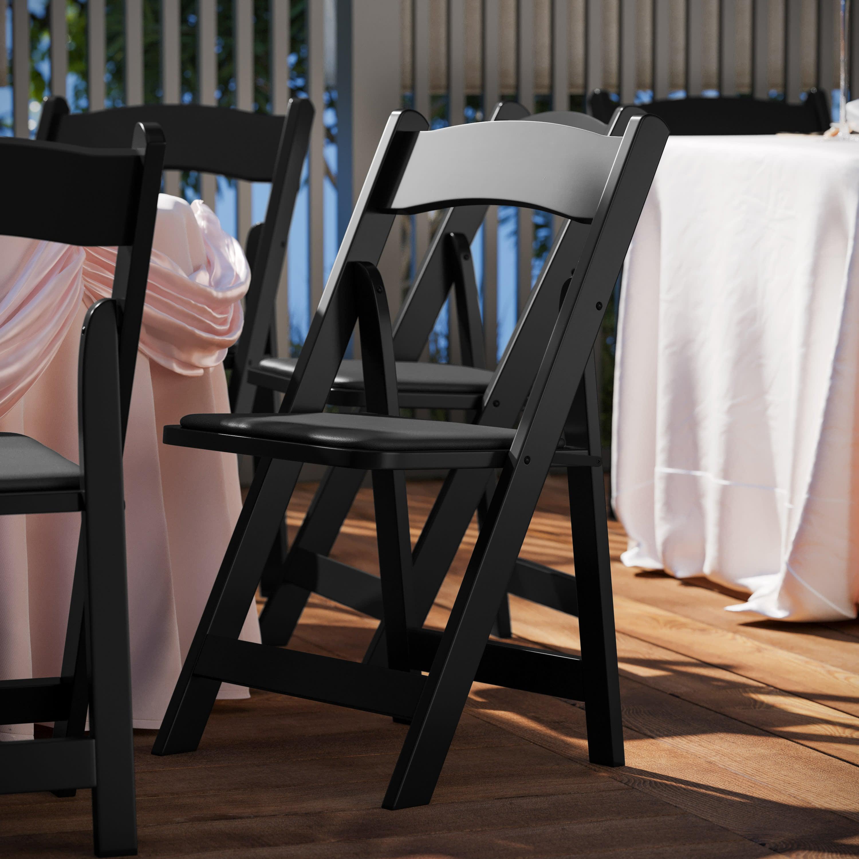 Wood Folding Chair with Vinyl Padded Seat