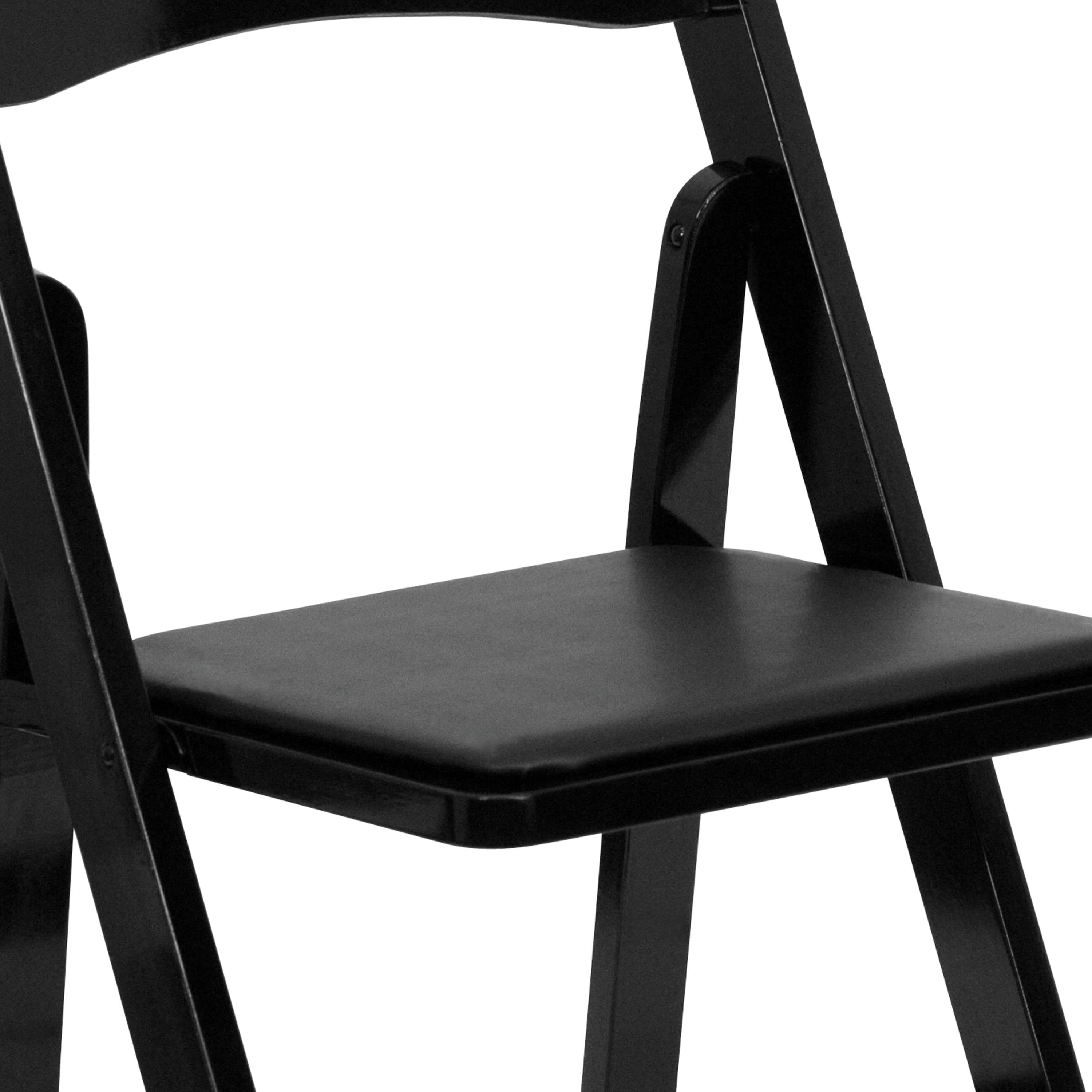 Wood Folding Chair with Vinyl Padded Seat