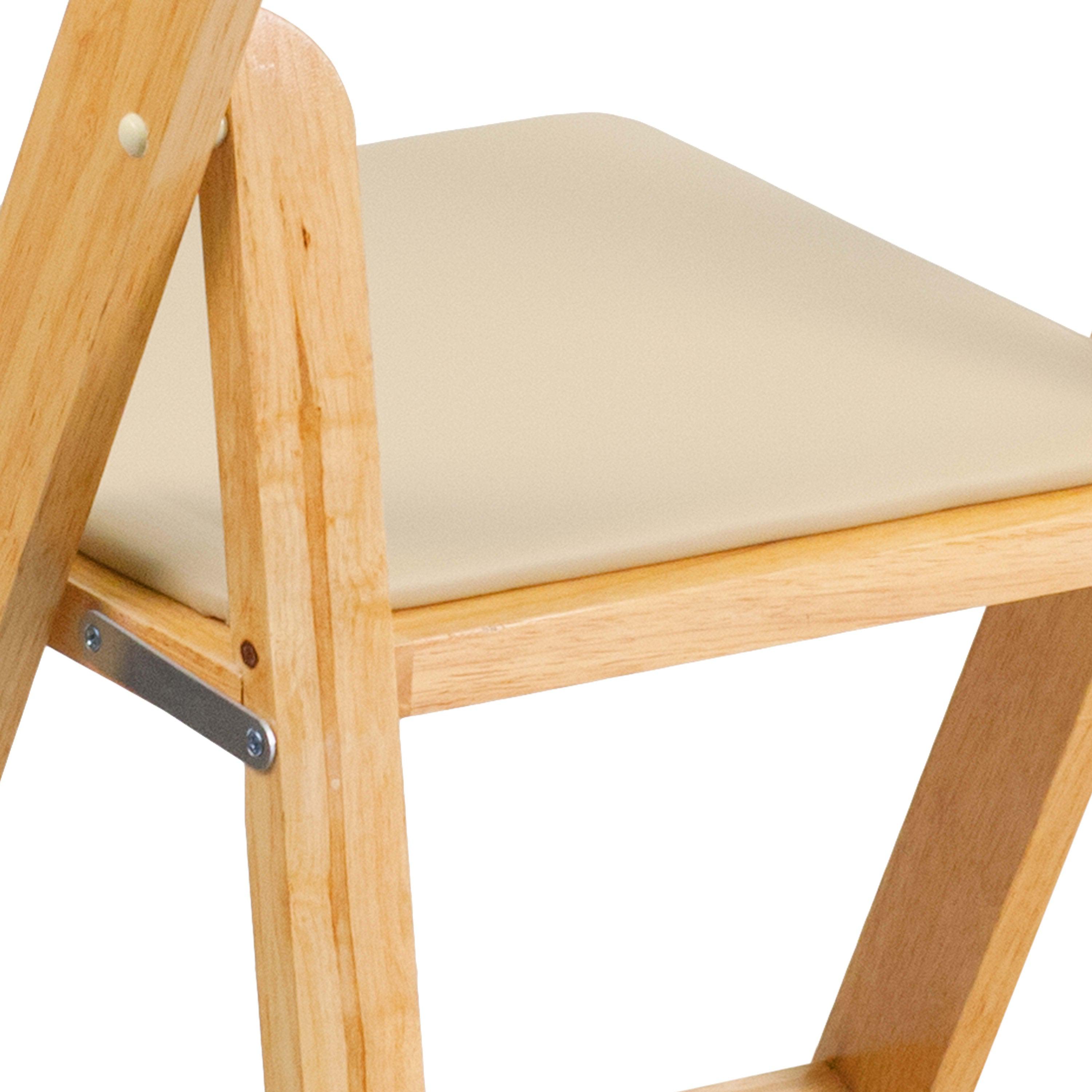 Wood Folding Chair with Vinyl Padded Seat