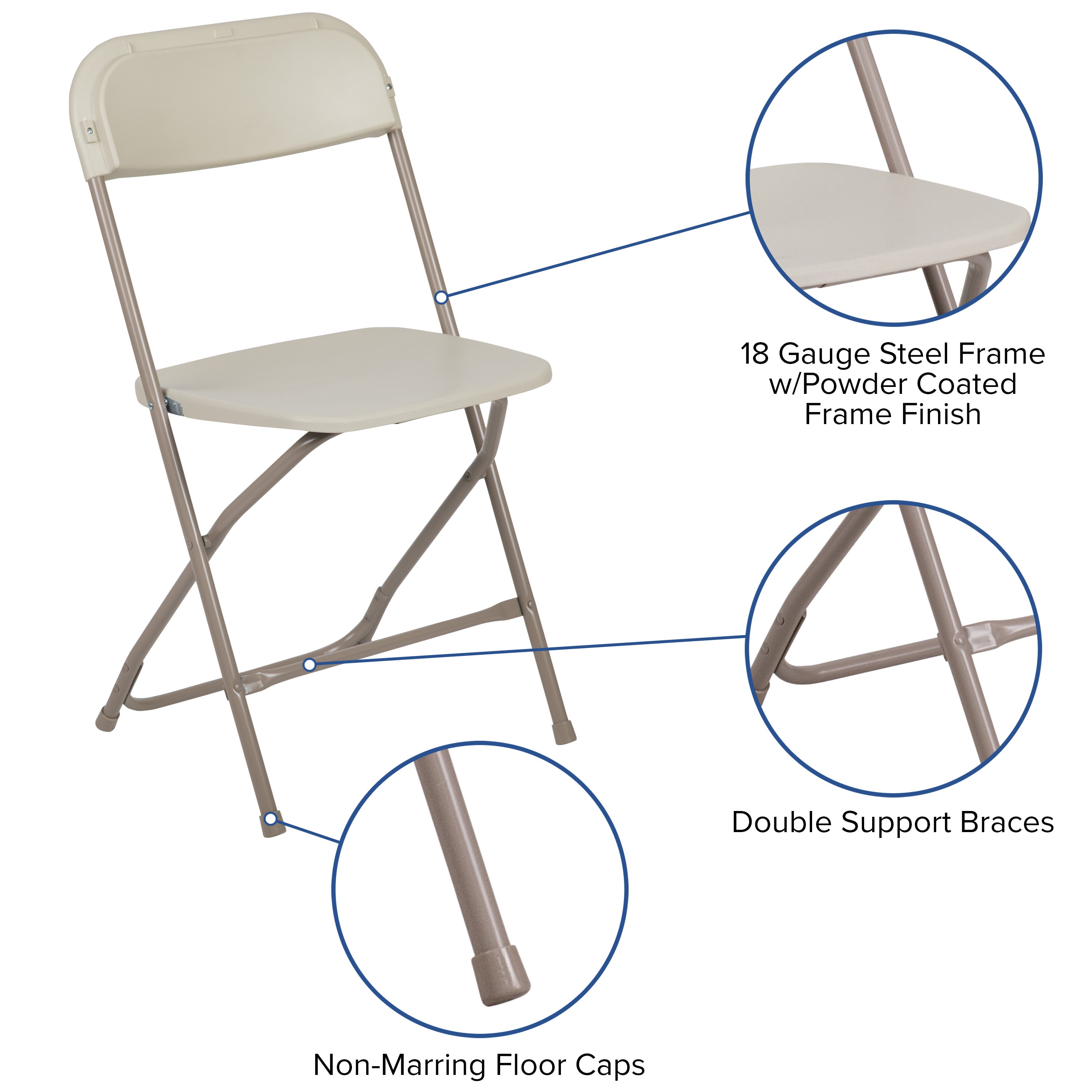 Plastic Folding Chair, 650 lb Capacity